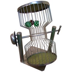 Antique Wire Cage Dice Tumbler with Die