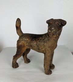 Antique Wire Fox Terrier Iron Door Stop, Hubley