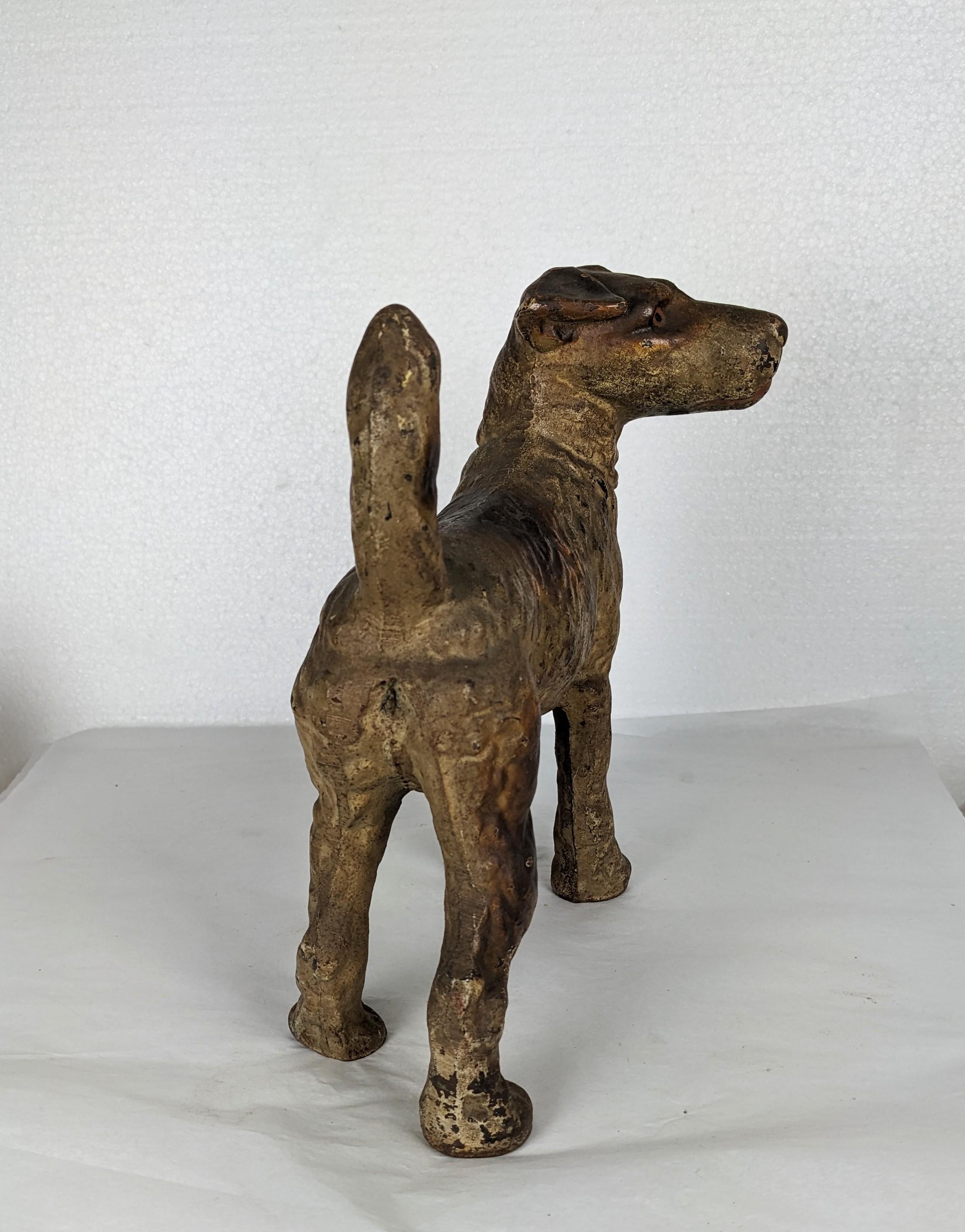 Antique Wire Fox Terrier Iron Door Stop, Hubley In Good Condition For Sale In Riverdale, NY