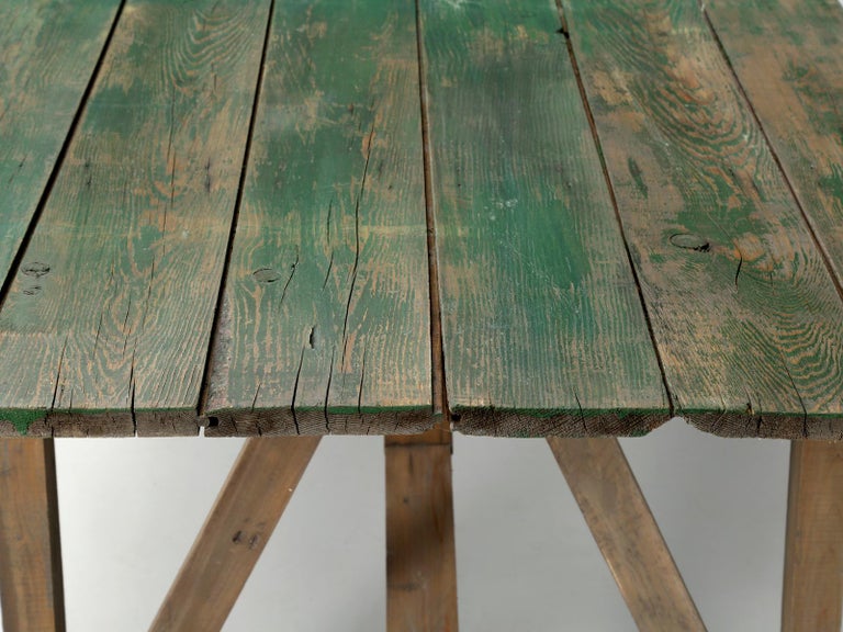 Antique Wisconsin Farm Table in Original Green Paint, Unrestored For Sale 5