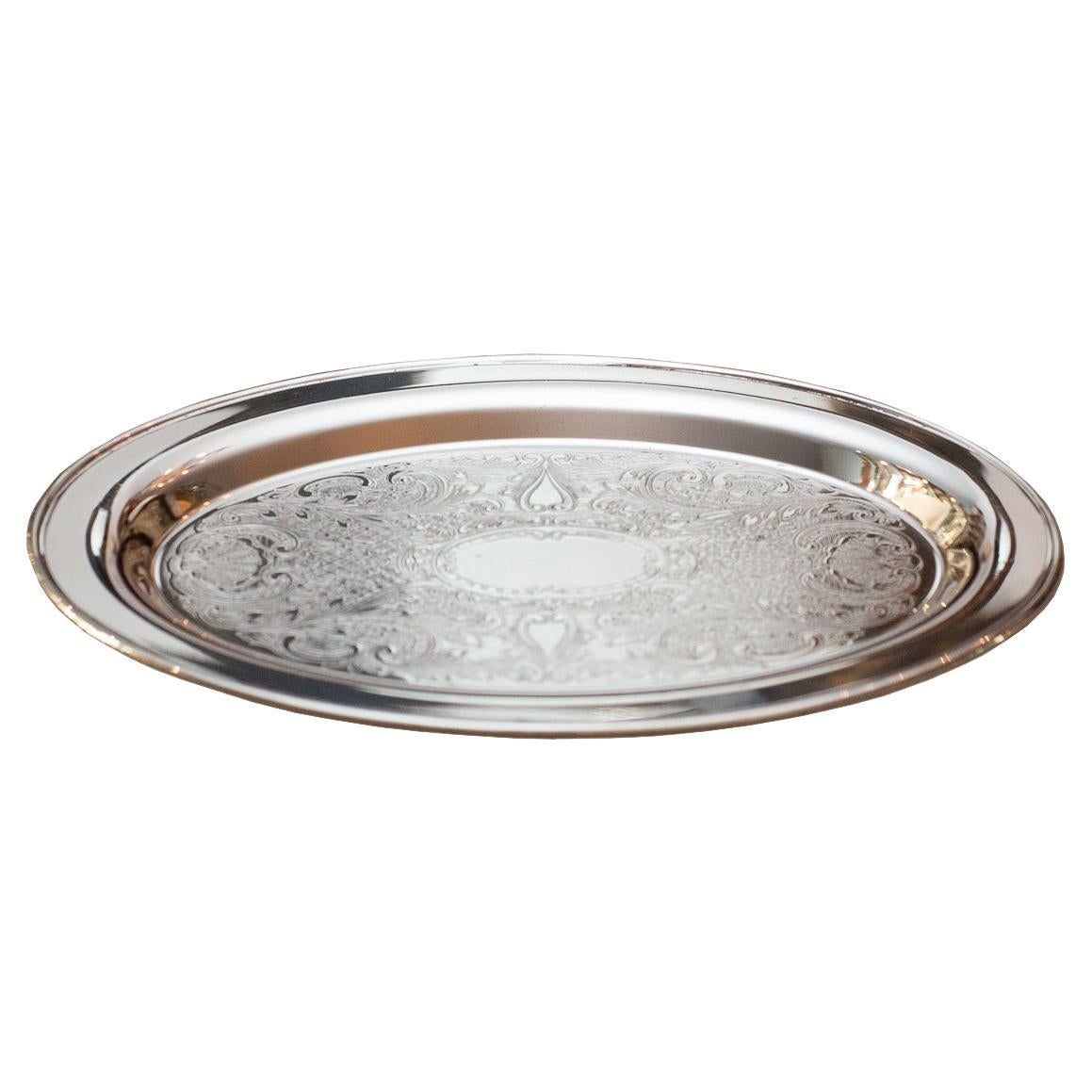 Antique WM A Rogers Small Silver Plate Oval Serving Tray For Sale