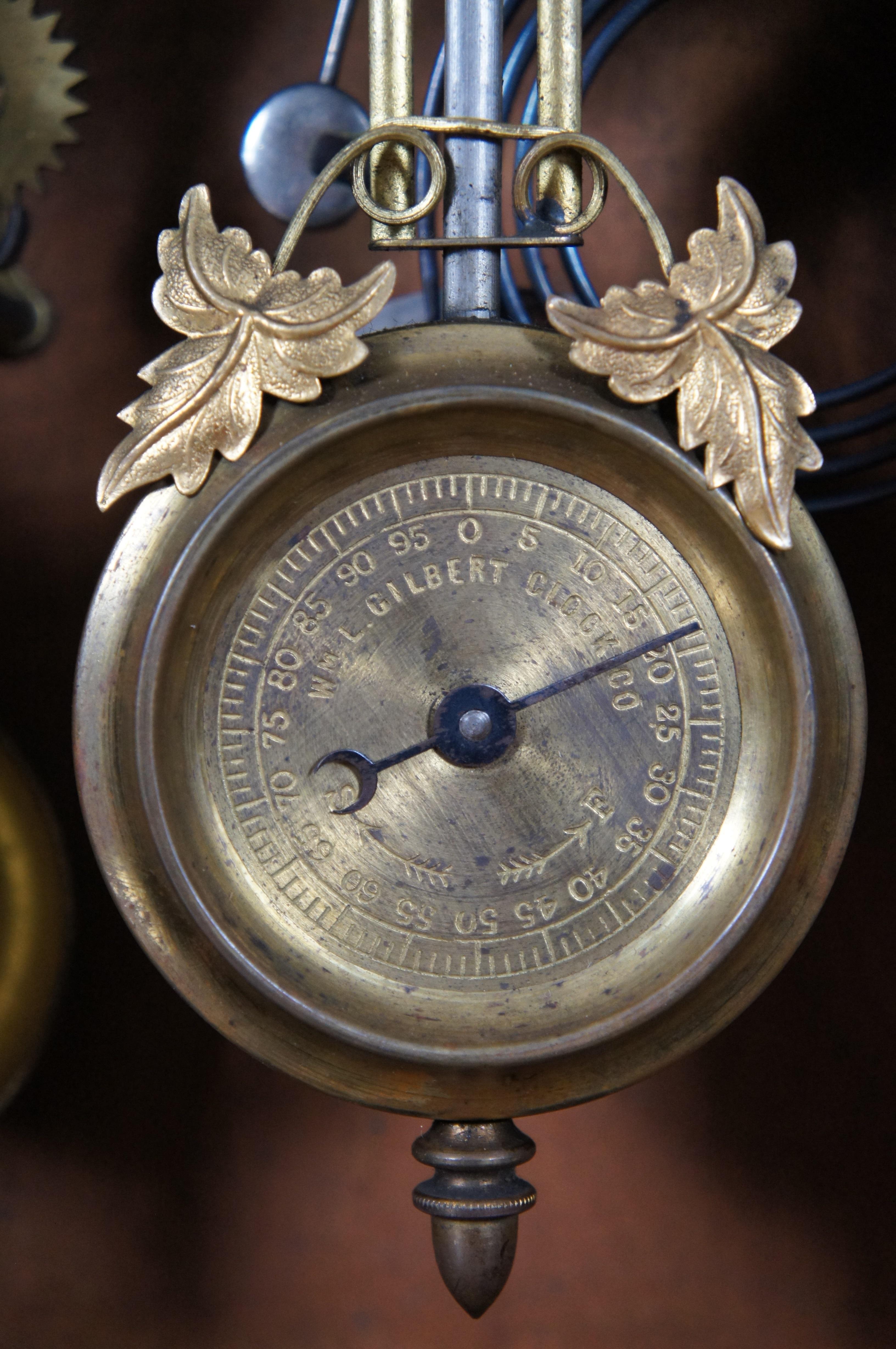 Antique Wm Gilbert Gothic Mahogany Reverse Painted Mantel Steeple Clock 2