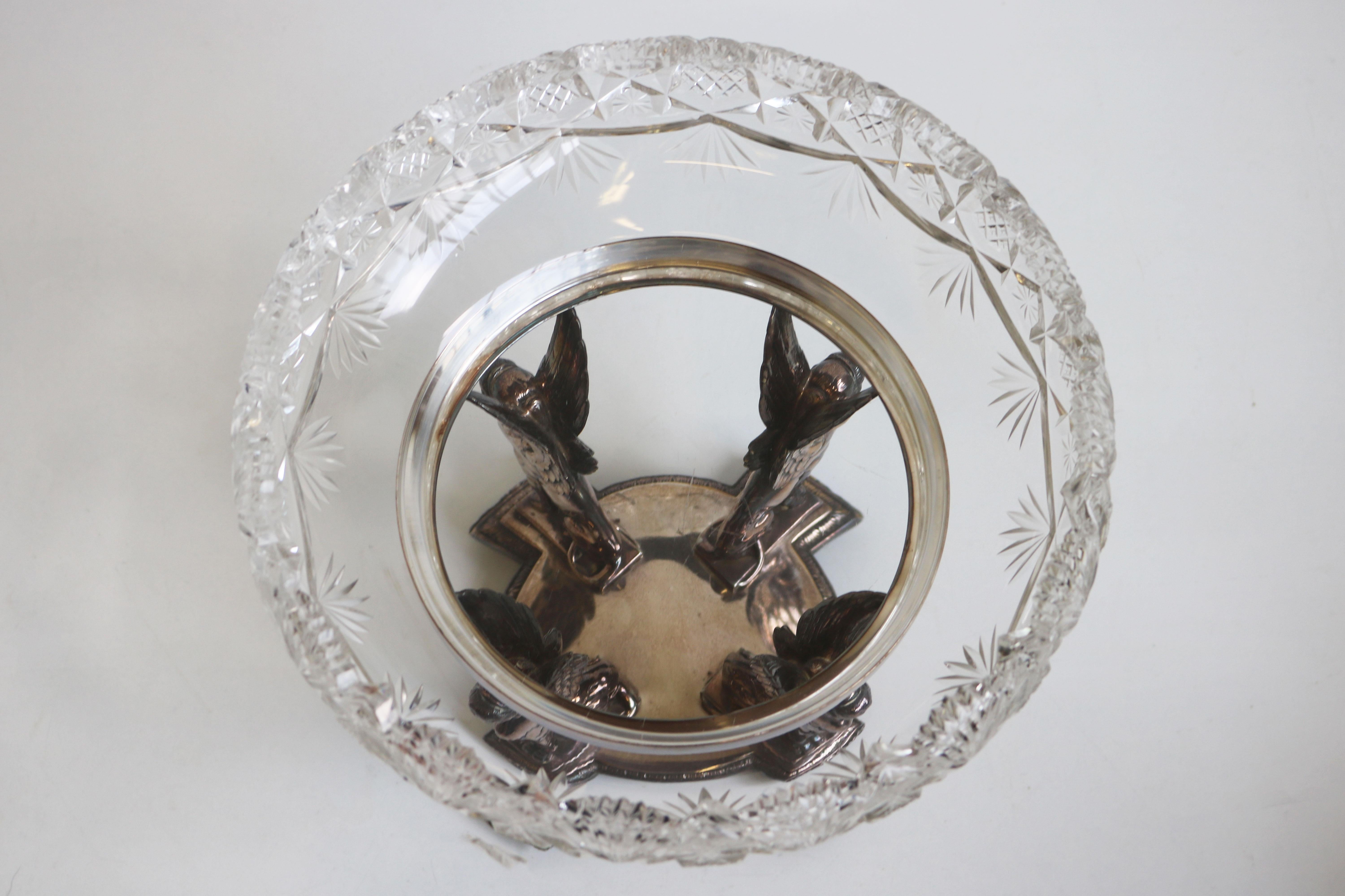 Centro de mesa antiguo WMF Art Nouveau Cristal plateado Renacimiento egipcio en venta 3