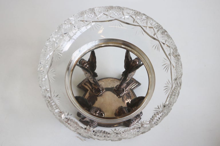 Antique WMF Art Nouveau Centerpiece Silver Plated Crystal Glass Egyptian Revival For Sale 4