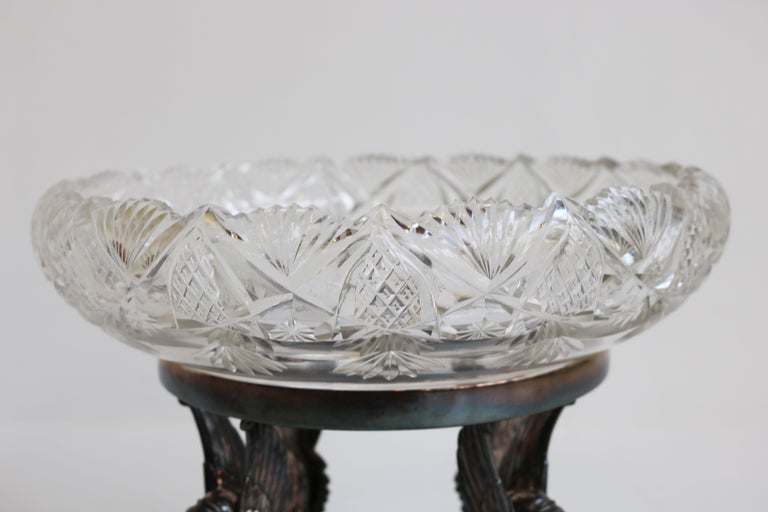 Antique WMF Art Nouveau Centerpiece Silver Plated Crystal Glass Egyptian Revival For Sale 2