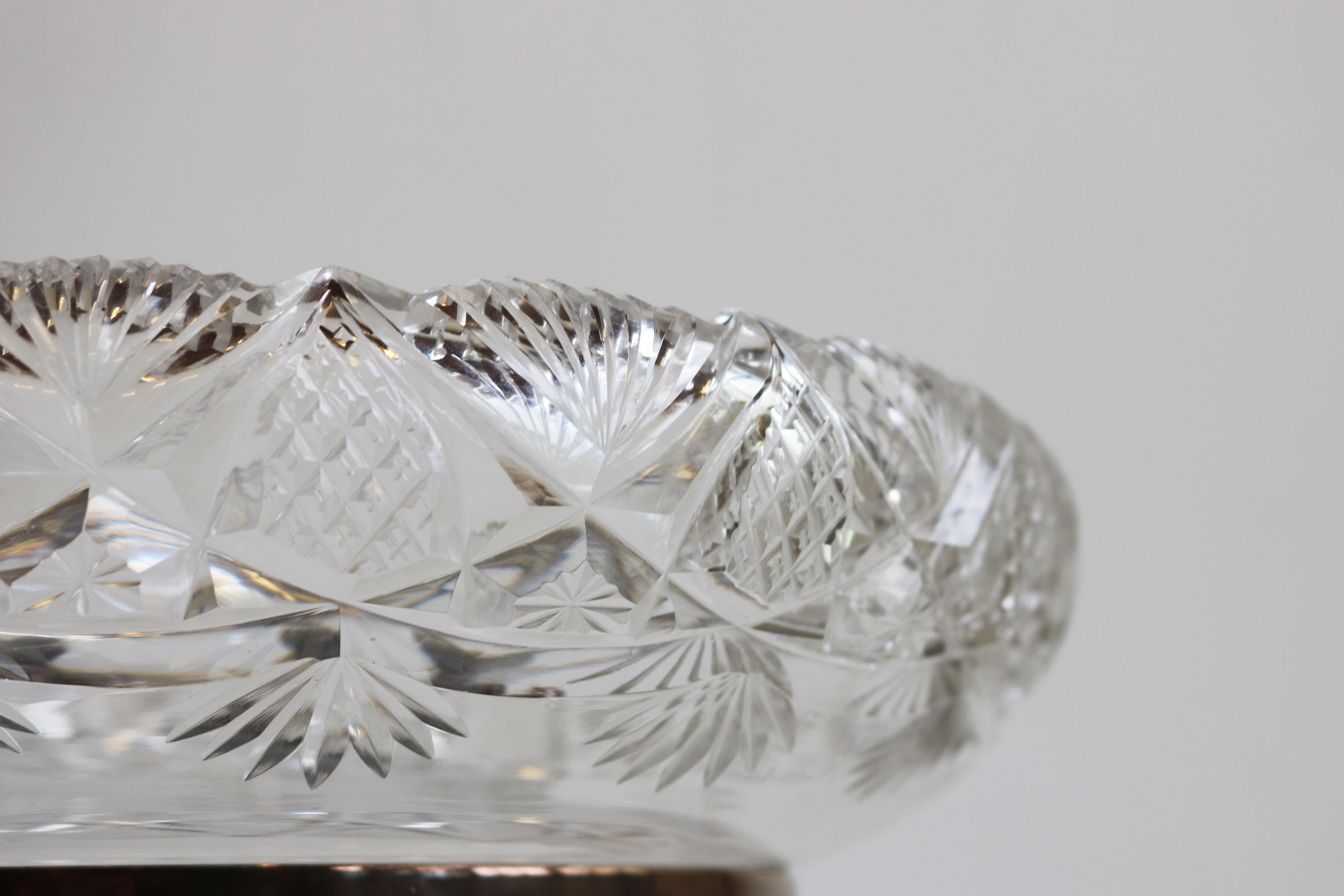 Early 20th Century Antique WMF Art Nouveau Centerpiece Silver Plated Crystal Glass Egyptian Revival For Sale