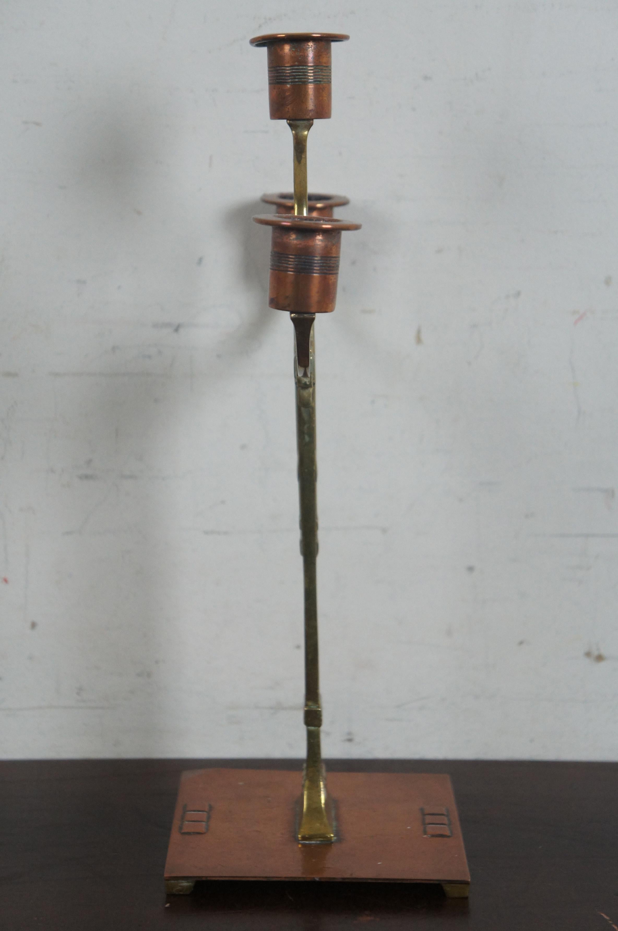 19th Century Antique WMF Art Nouveau Copper Brass Candlestick Aesthetic Candelabra Jugendstil
