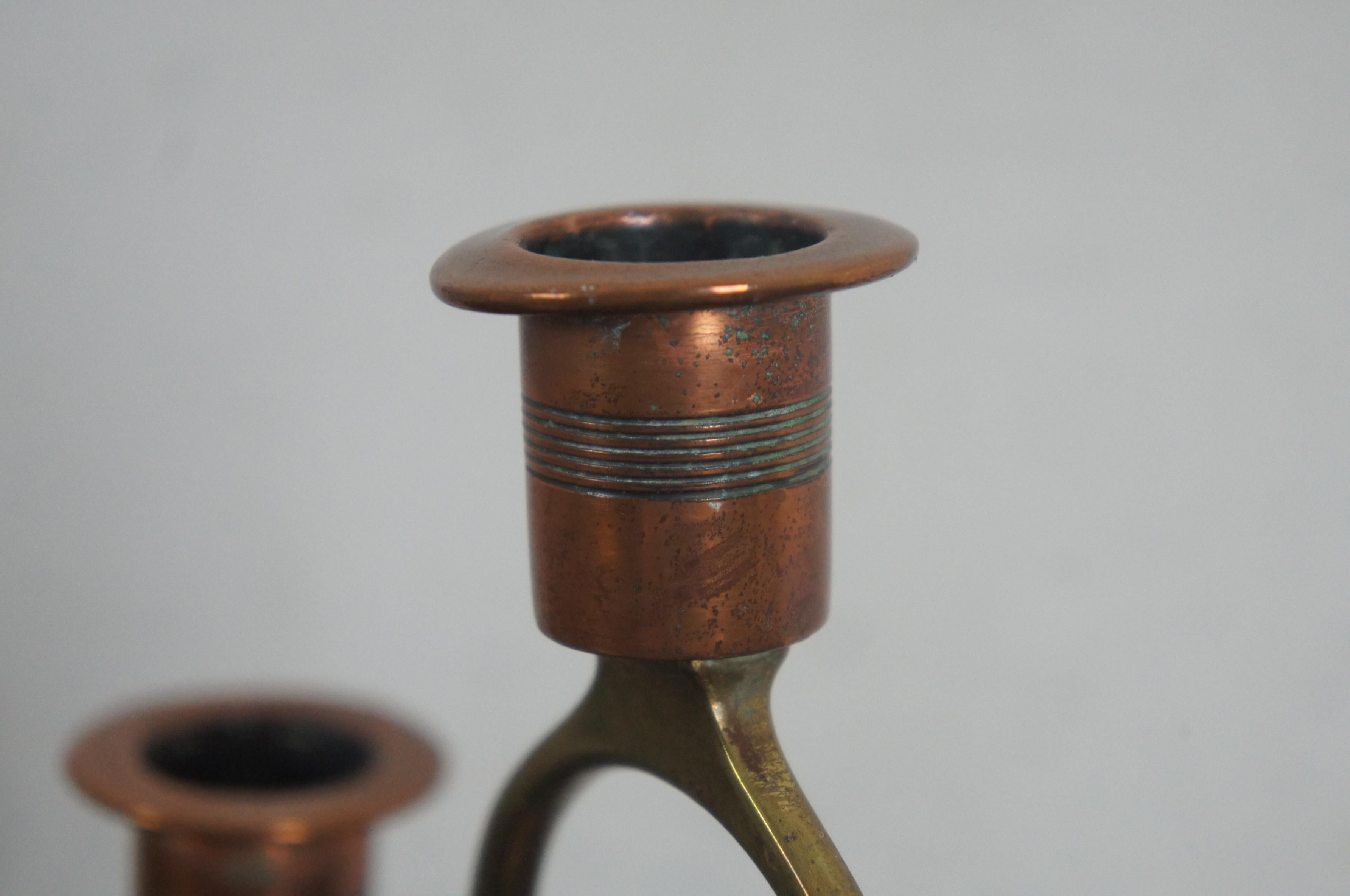 Antique WMF Art Nouveau Copper Brass Candlestick Aesthetic Candelabra Jugendstil 5