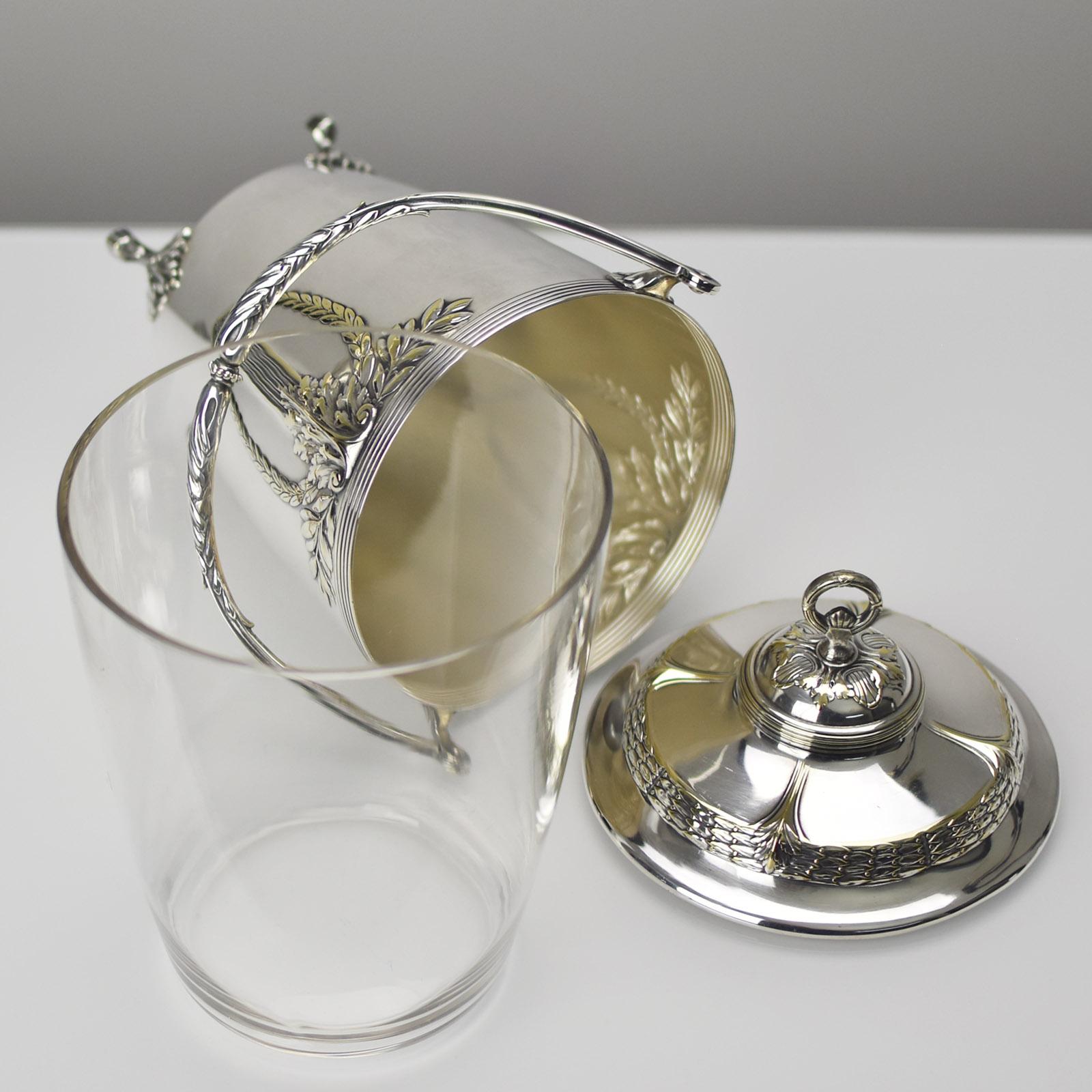 Antikes WMF Art Nouveau Empire-Muster-Geschirrgefäßglas Barrel oder Eiswürfelkübel Bucket, WMF (Handgefertigt) im Angebot