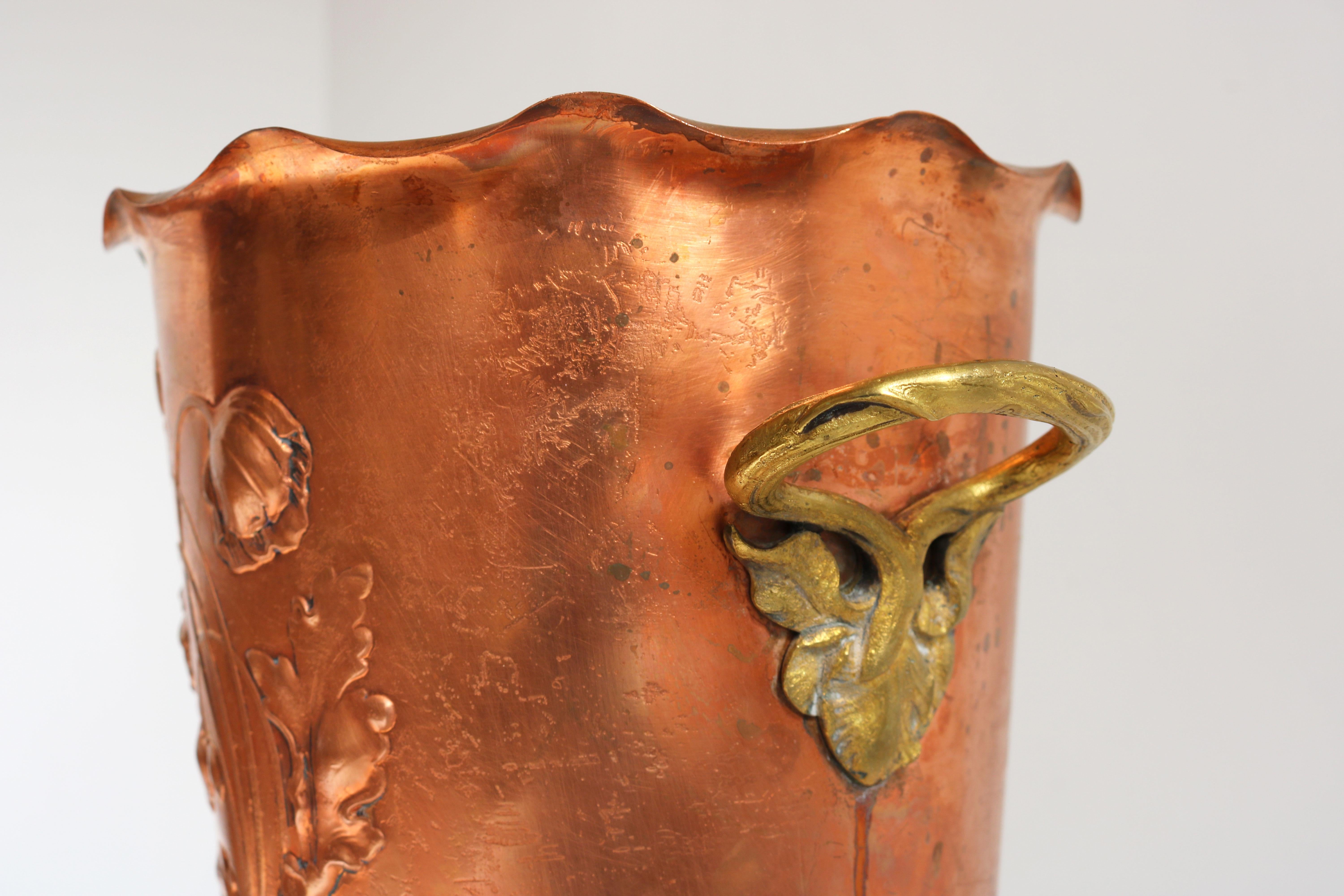 Antique WMF Art Nouveau Wine Cooler Champagne Holder Ice Bucket Copper Brass 20s For Sale 5