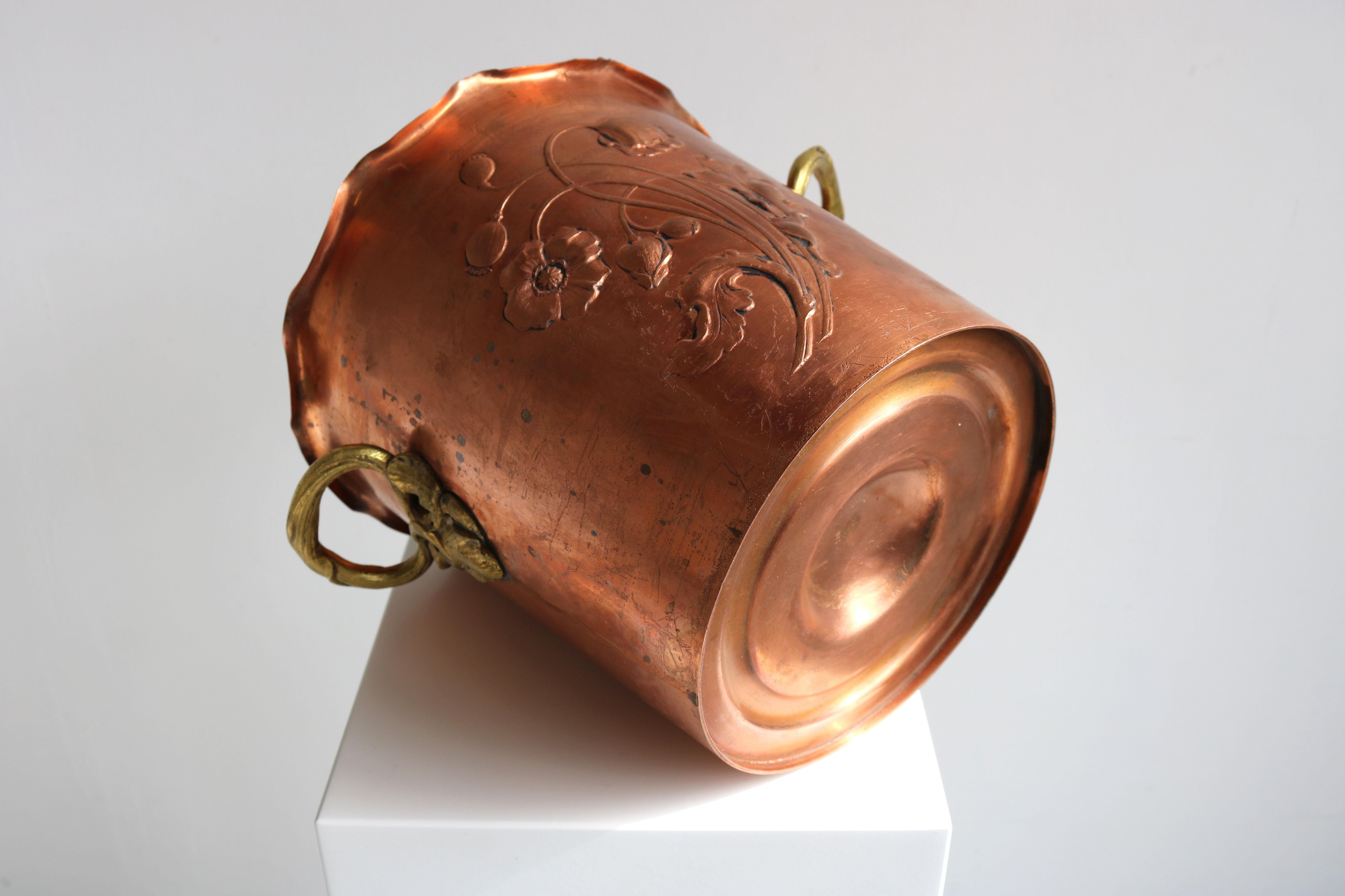 Antique WMF Art Nouveau Wine Cooler Champagne Holder Ice Bucket Copper Brass 20s For Sale 7