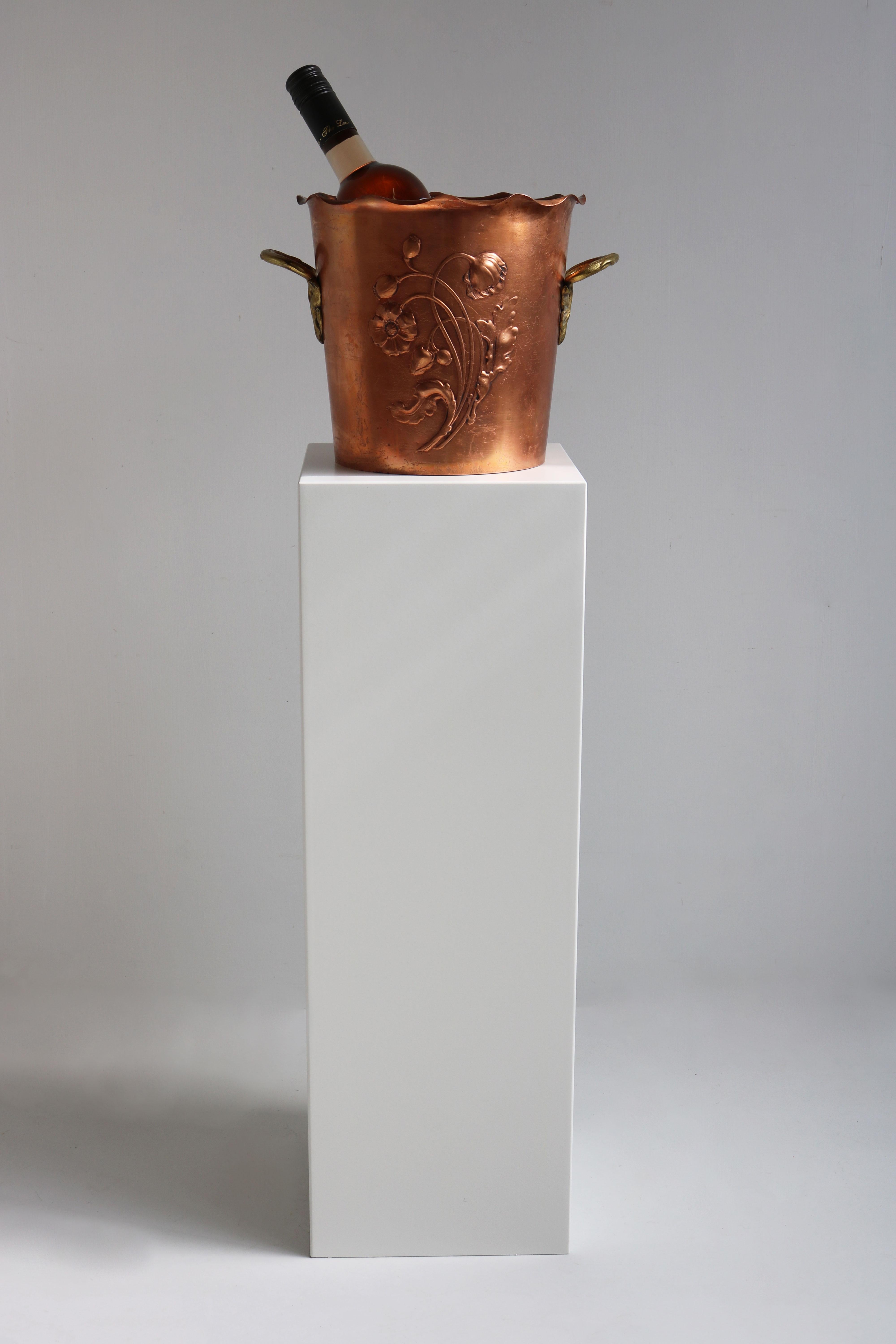 Antique WMF Art Nouveau Wine Cooler Champagne Holder Ice Bucket Copper Brass 20s For Sale 11