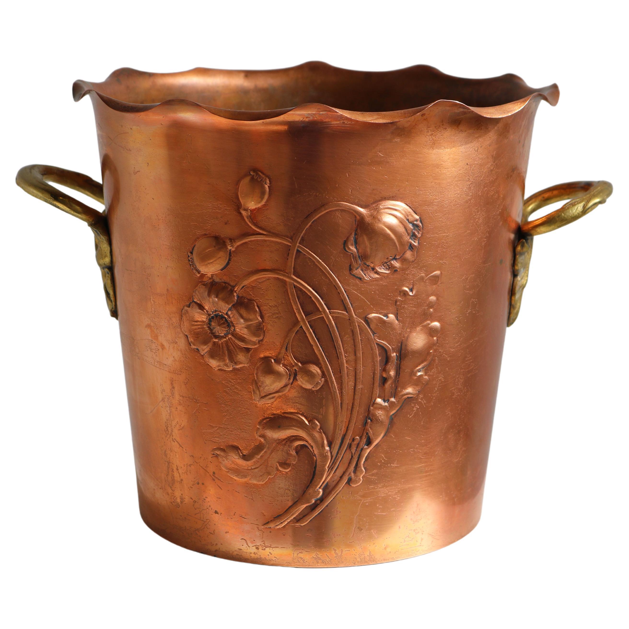 Antique WMF Art Nouveau Wine Cooler Champagne Holder Ice Bucket Copper Brass 20s For Sale