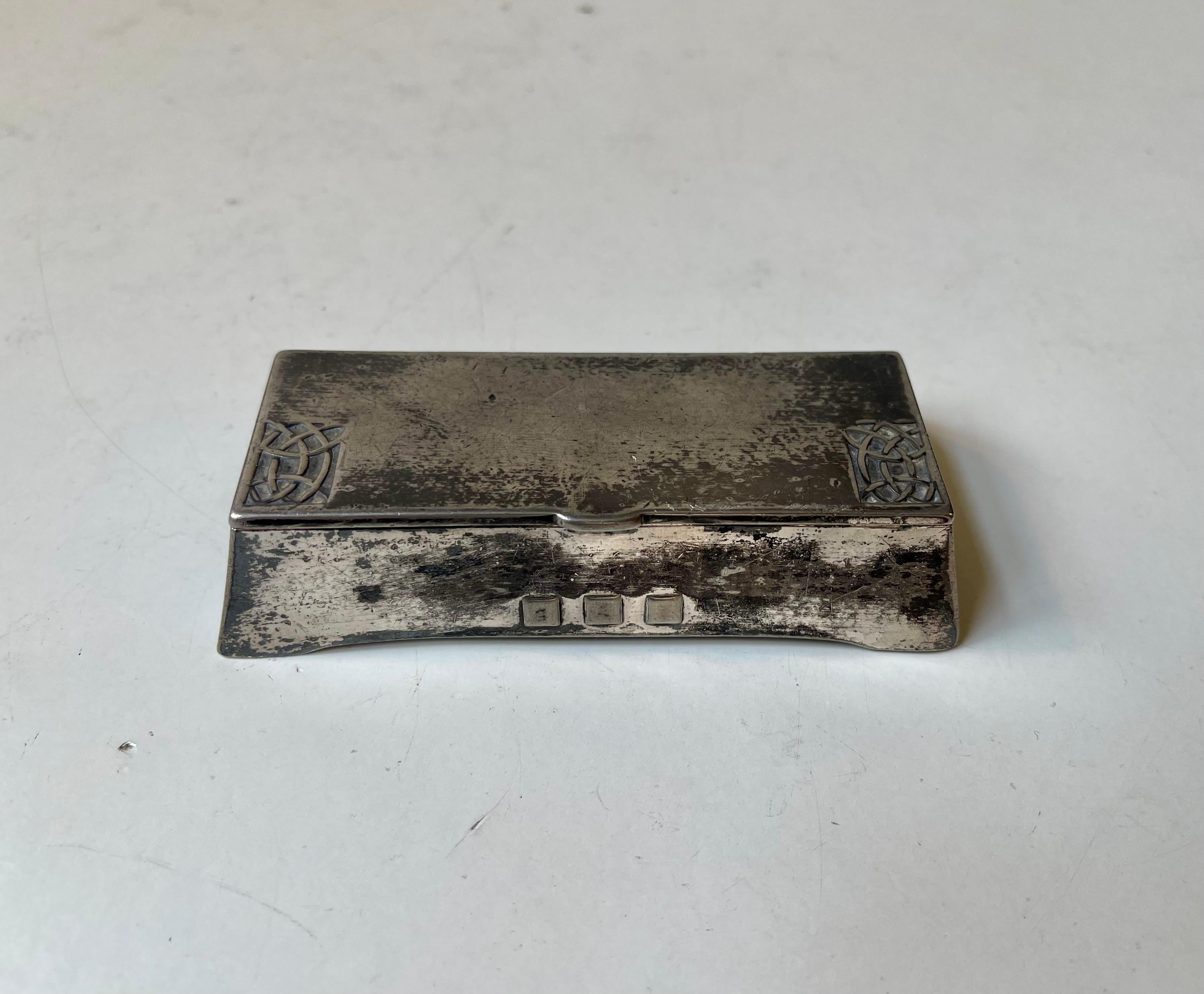 Art Nouveau Antique WMF Jugend Style Stamp or Pill Box in Pewter For Sale