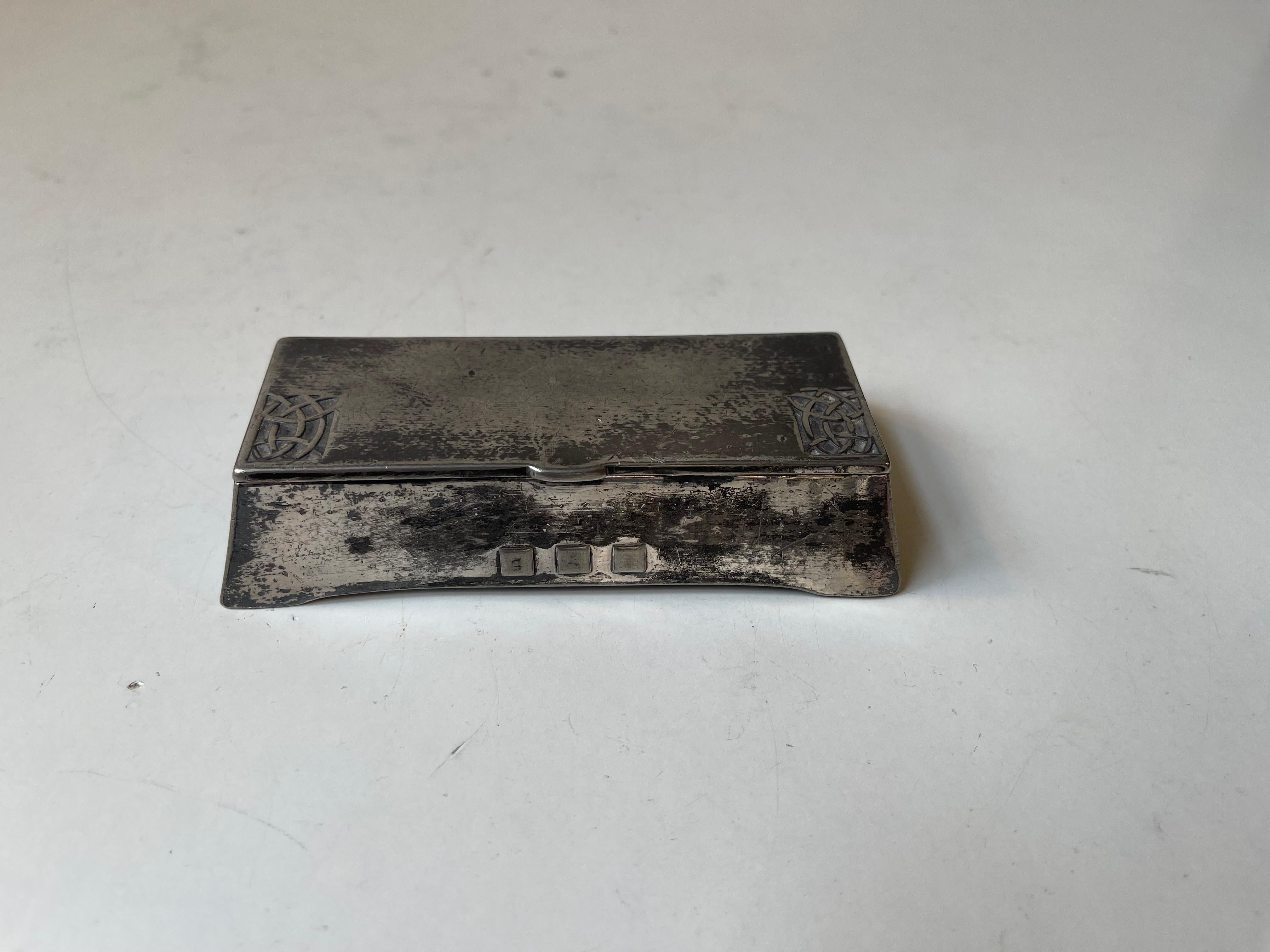 20th Century Antique WMF Jugend Style Stamp or Pill Box in Pewter For Sale