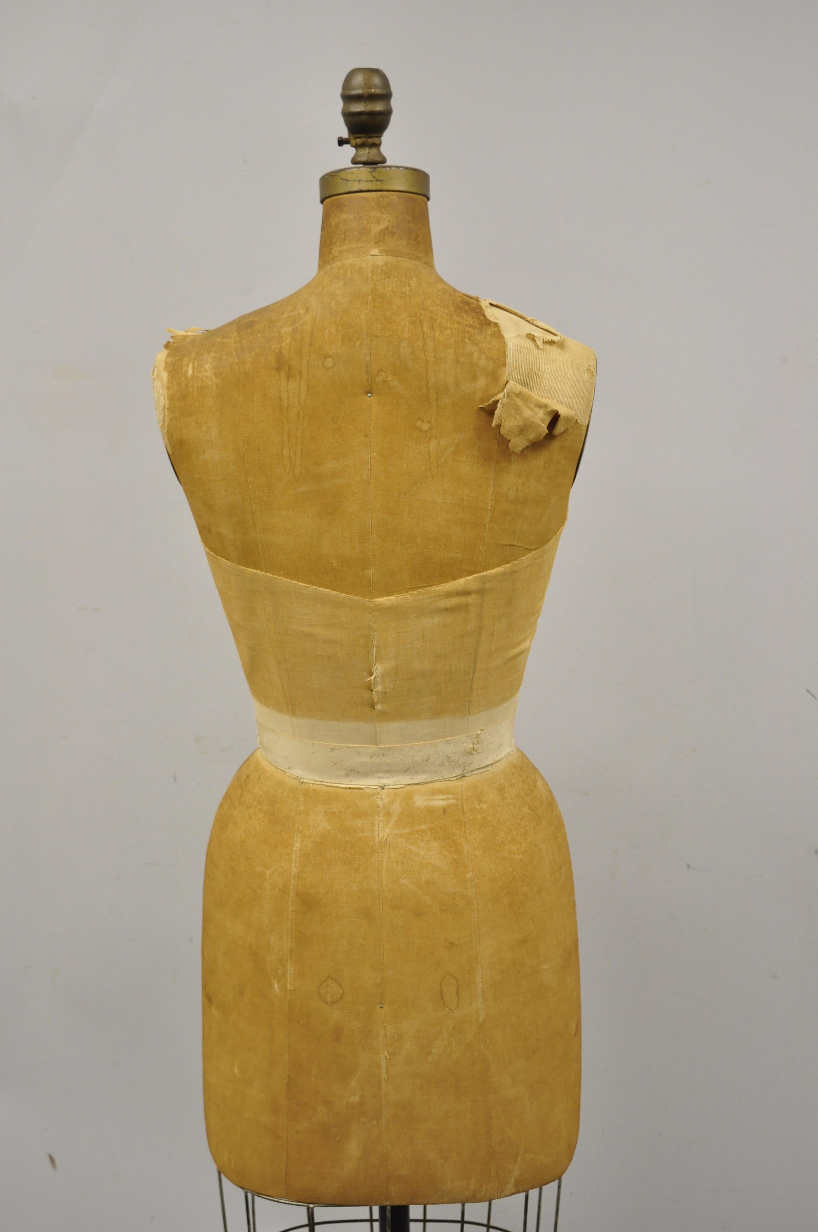 Mid-20th Century Antique Wolf Model 1960 Womens Cast Iron Cage Dress Form Size 10