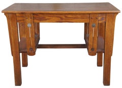 Antique Wolverine MFG Co Arts & Crafts Oak Mission Library Bookcase Table Desk