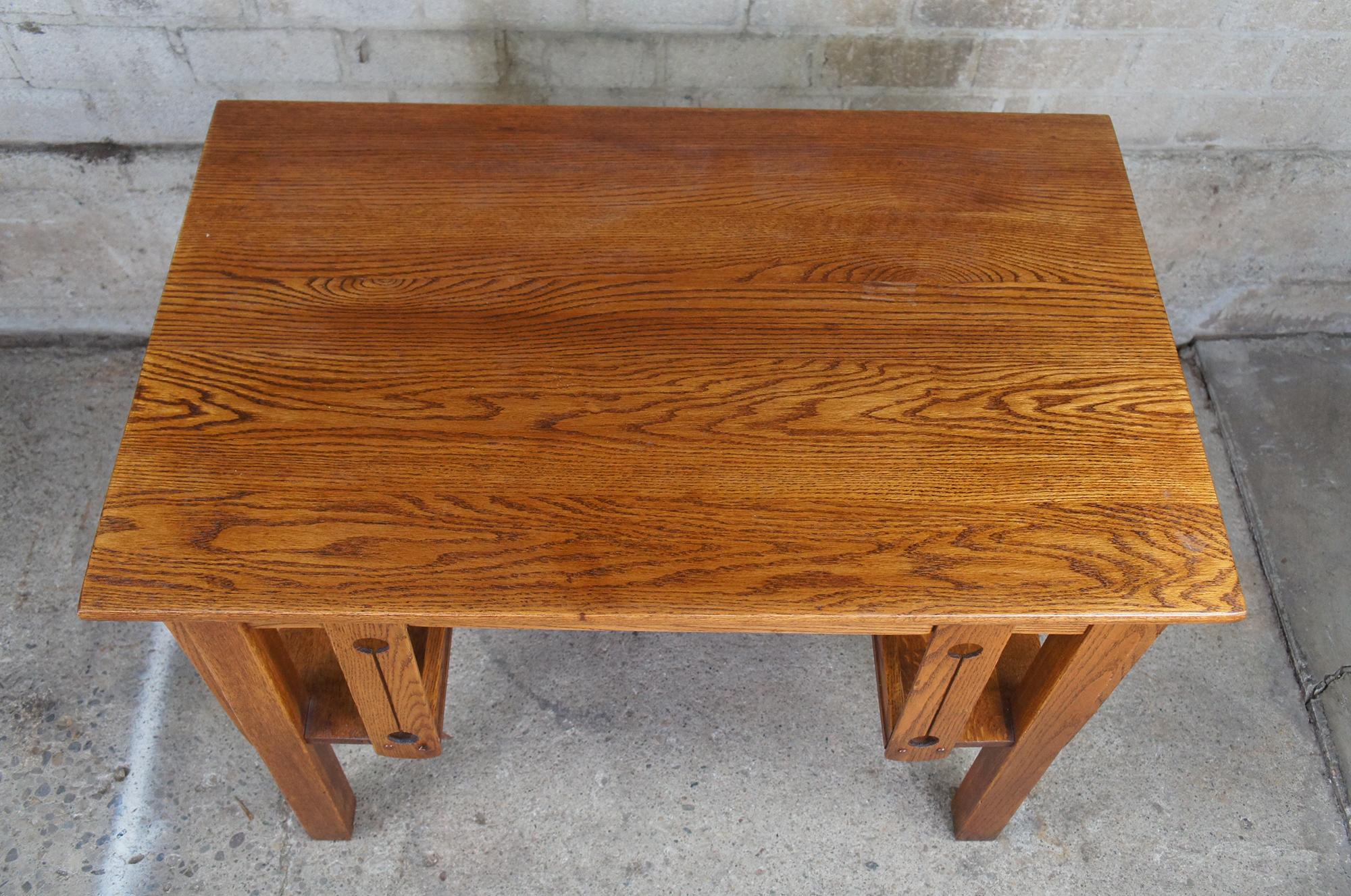 Arts and Crafts Antique Wolverine MFG Co Arts & Crafts Oak Mission Library Bookcase Table Desk