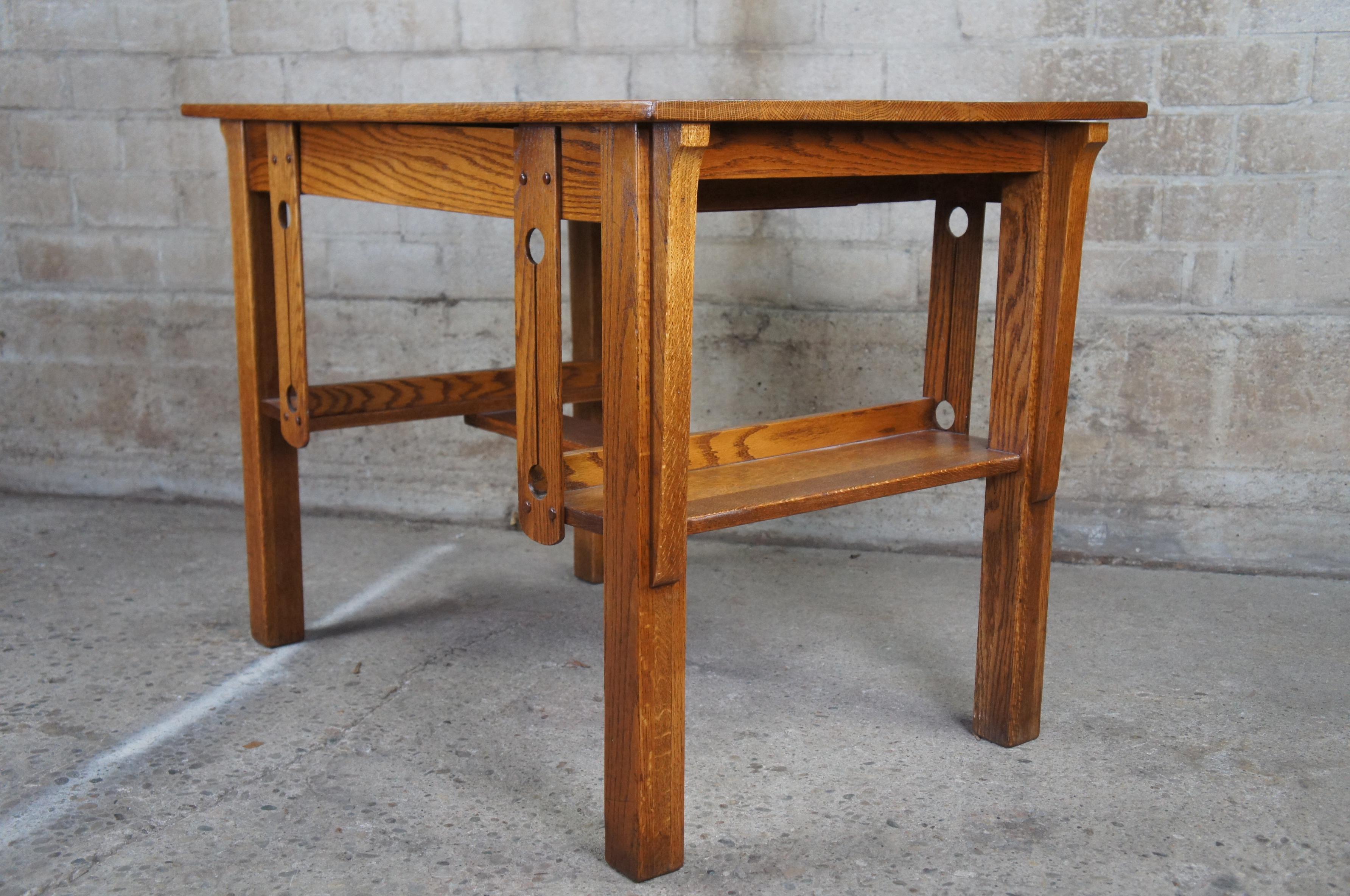 20th Century Antique Wolverine MFG Co Arts & Crafts Oak Mission Library Bookcase Table Desk