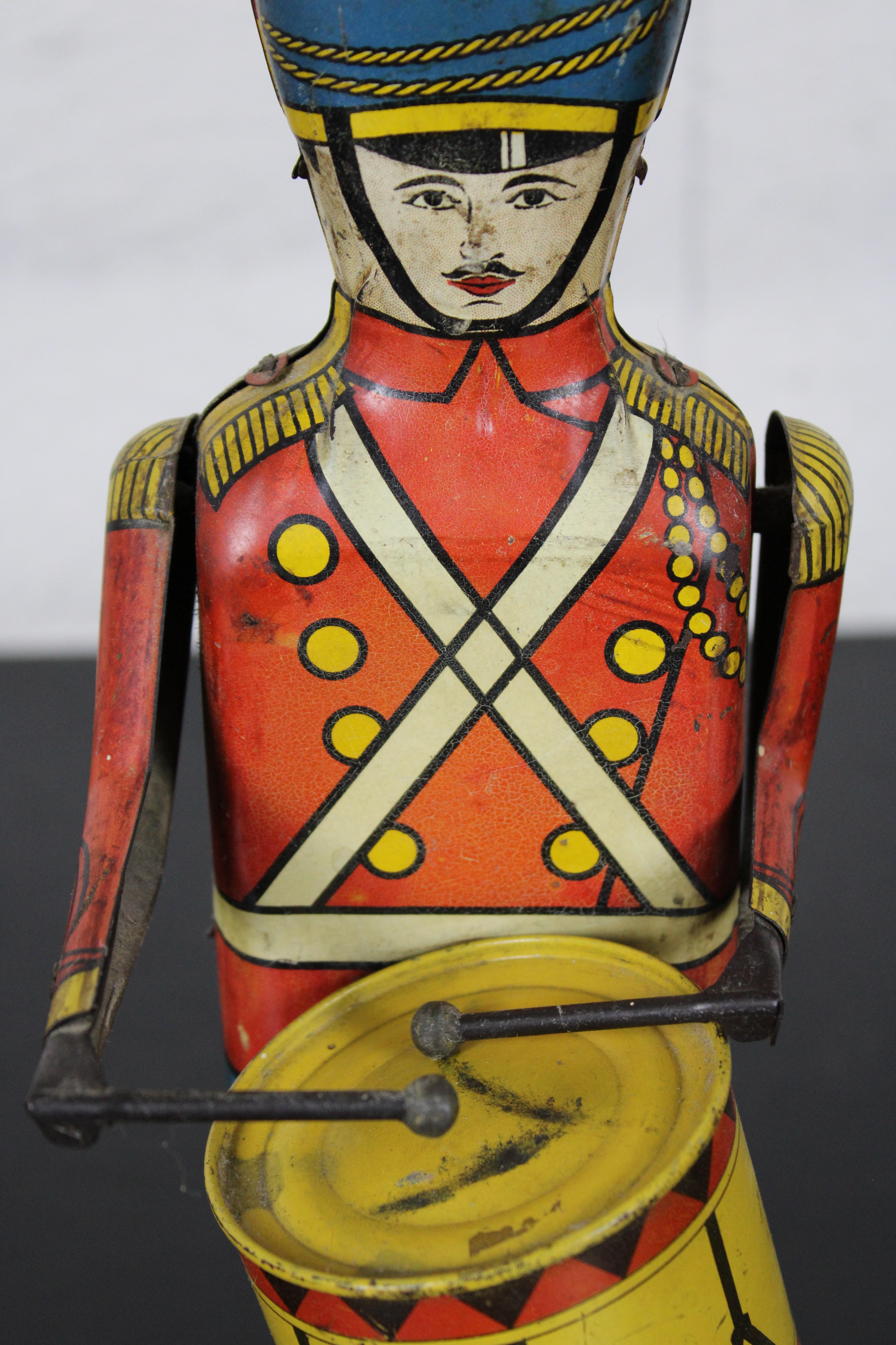 Antique Wolverine No 27 Drum Major Tin Toy Soldier Drummer Red Coat Litho 1939 4