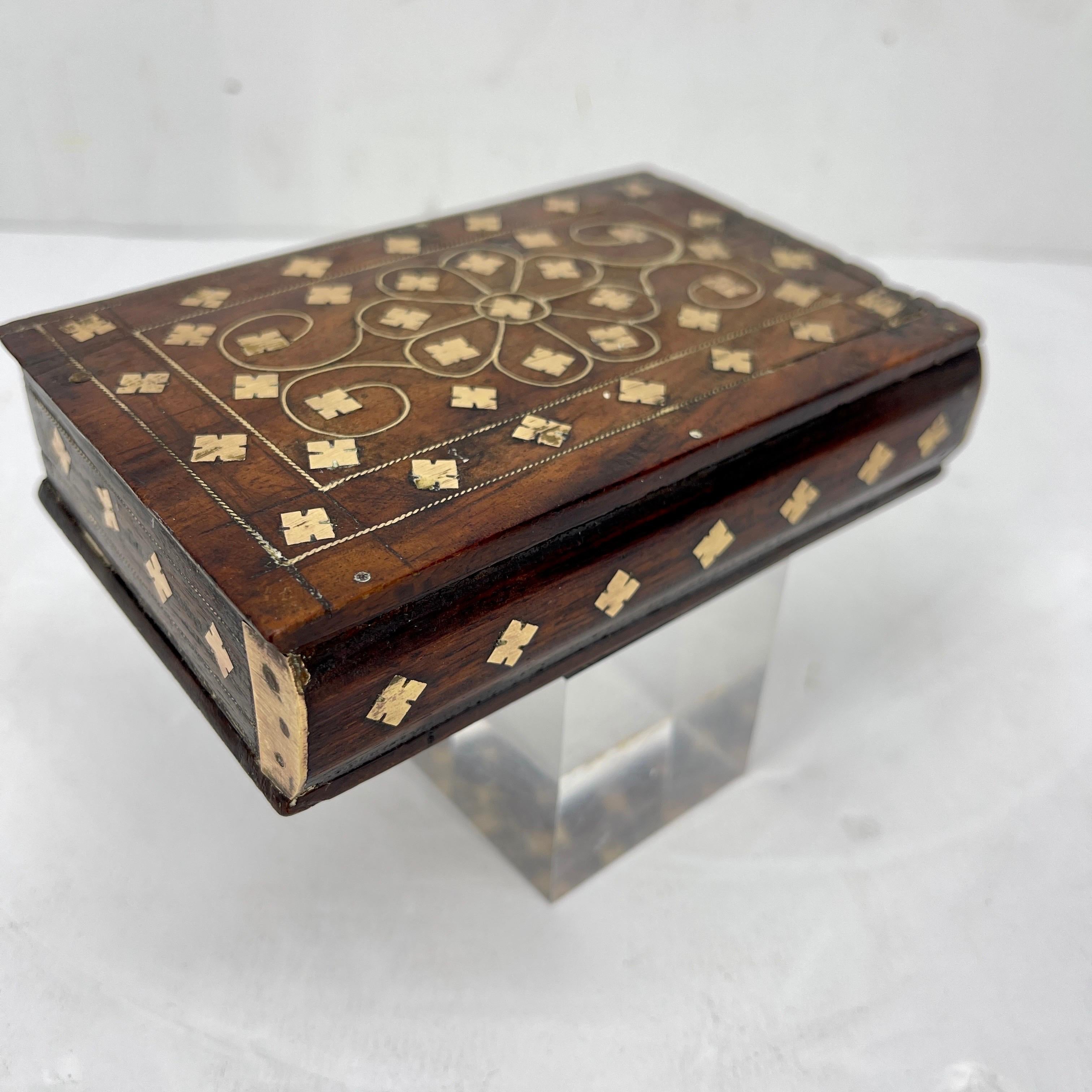 Antique Wood and Brass Faux Book with Hidden Compartment 5