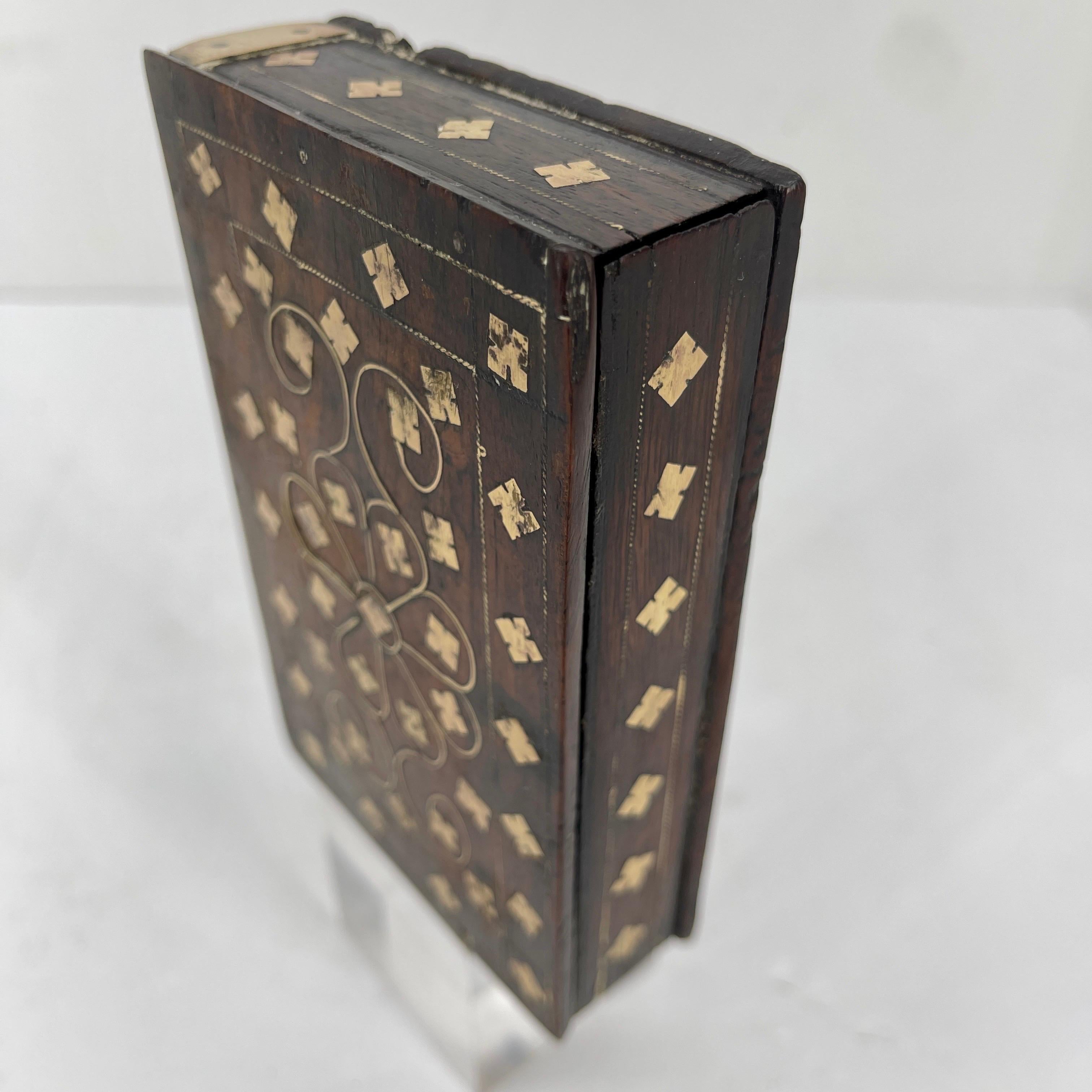 American Antique Wood and Brass Faux Book with Hidden Compartment