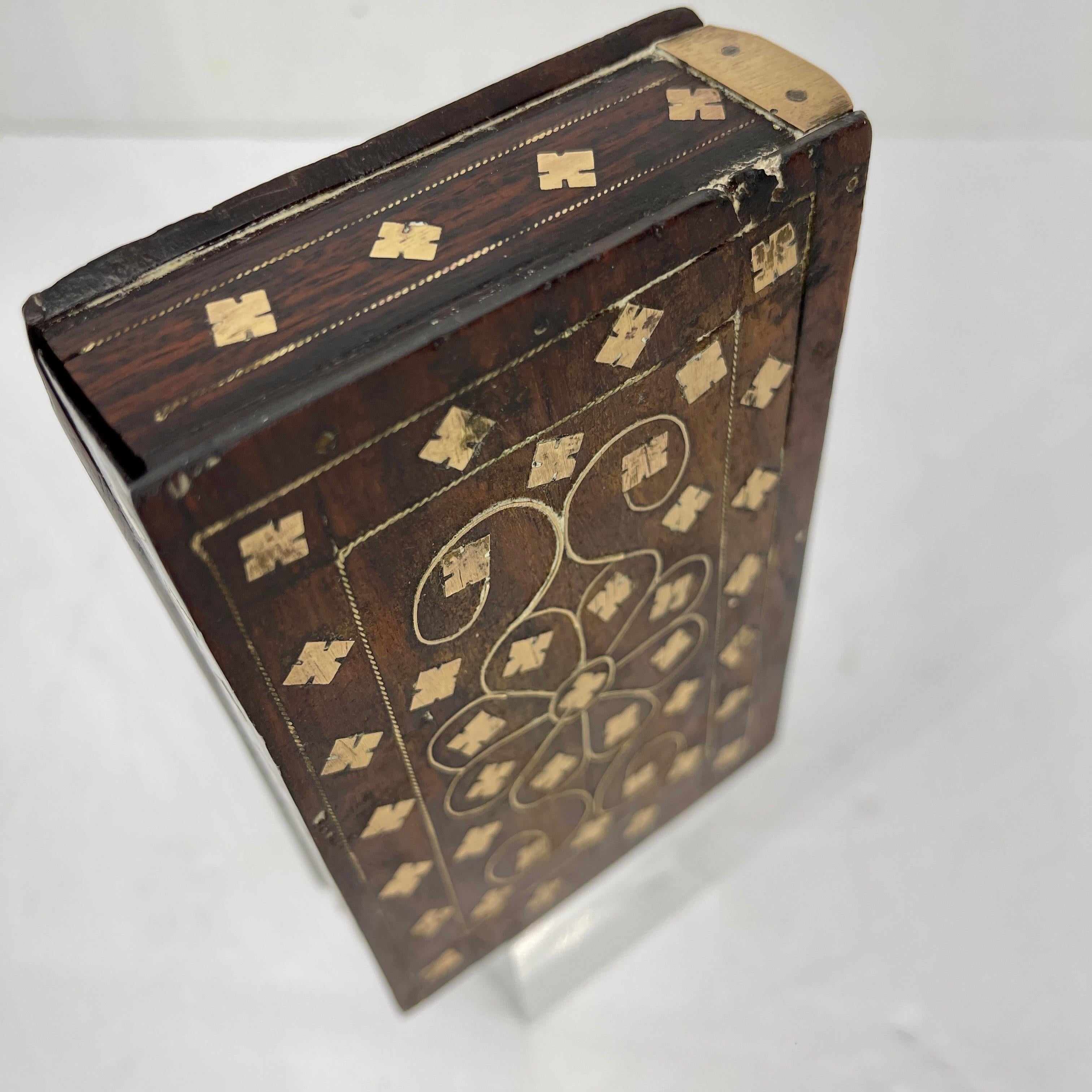 20th Century Antique Wood and Brass Faux Book with Hidden Compartment