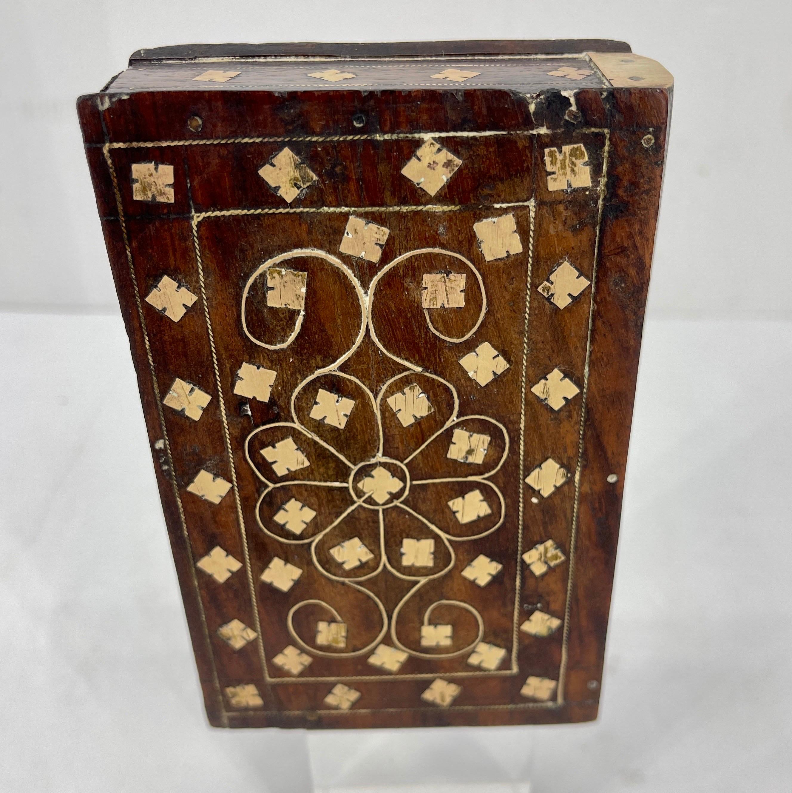 Antique Wood and Brass Faux Book with Hidden Compartment 1