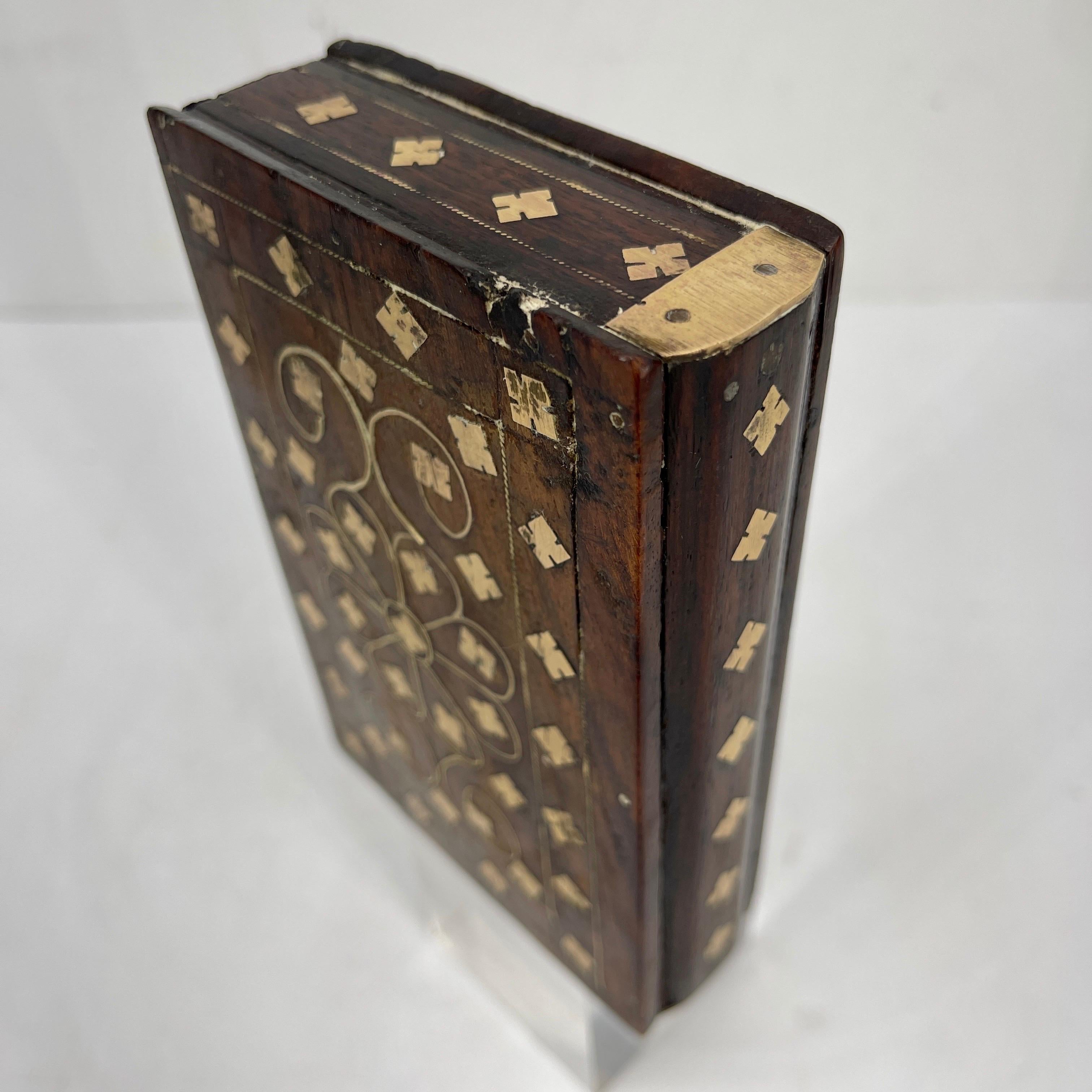 Antique Wood and Brass Faux Book with Hidden Compartment 2