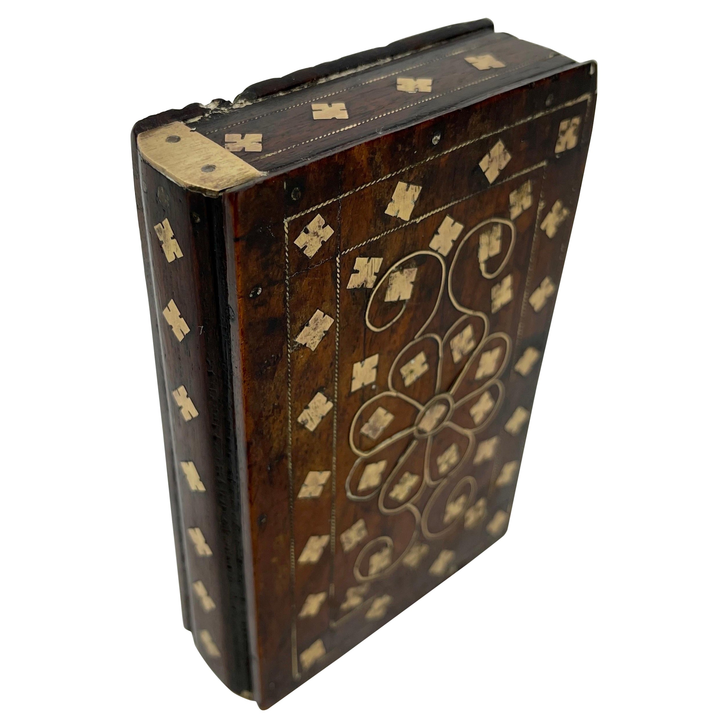 Antique Wood and Brass Faux Book with Hidden Compartment