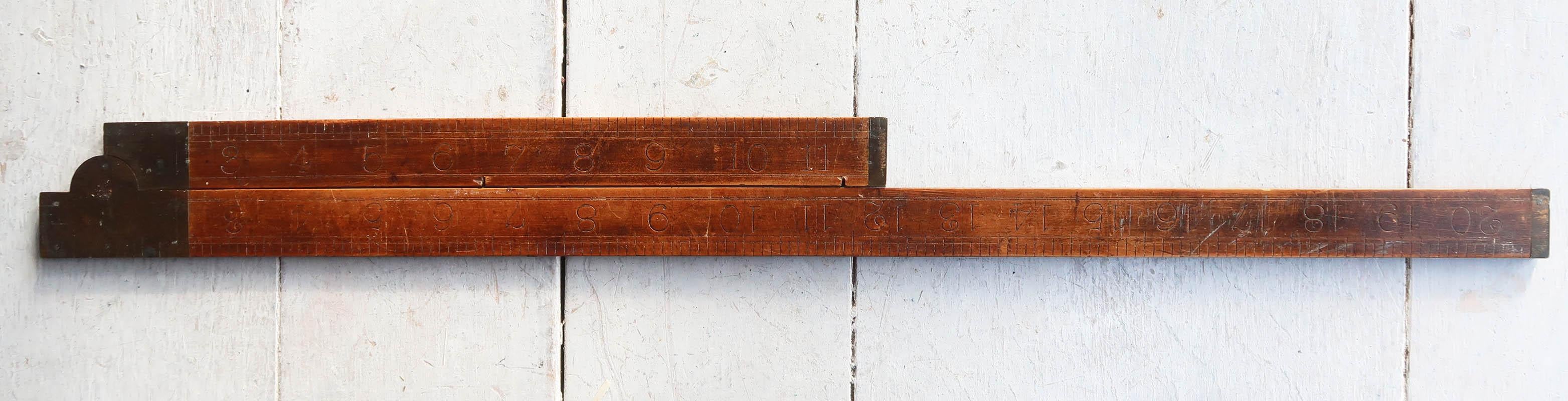 Other Antique Wood And Brass Folding Ruler By E.Preston. English, Late 19th Century For Sale