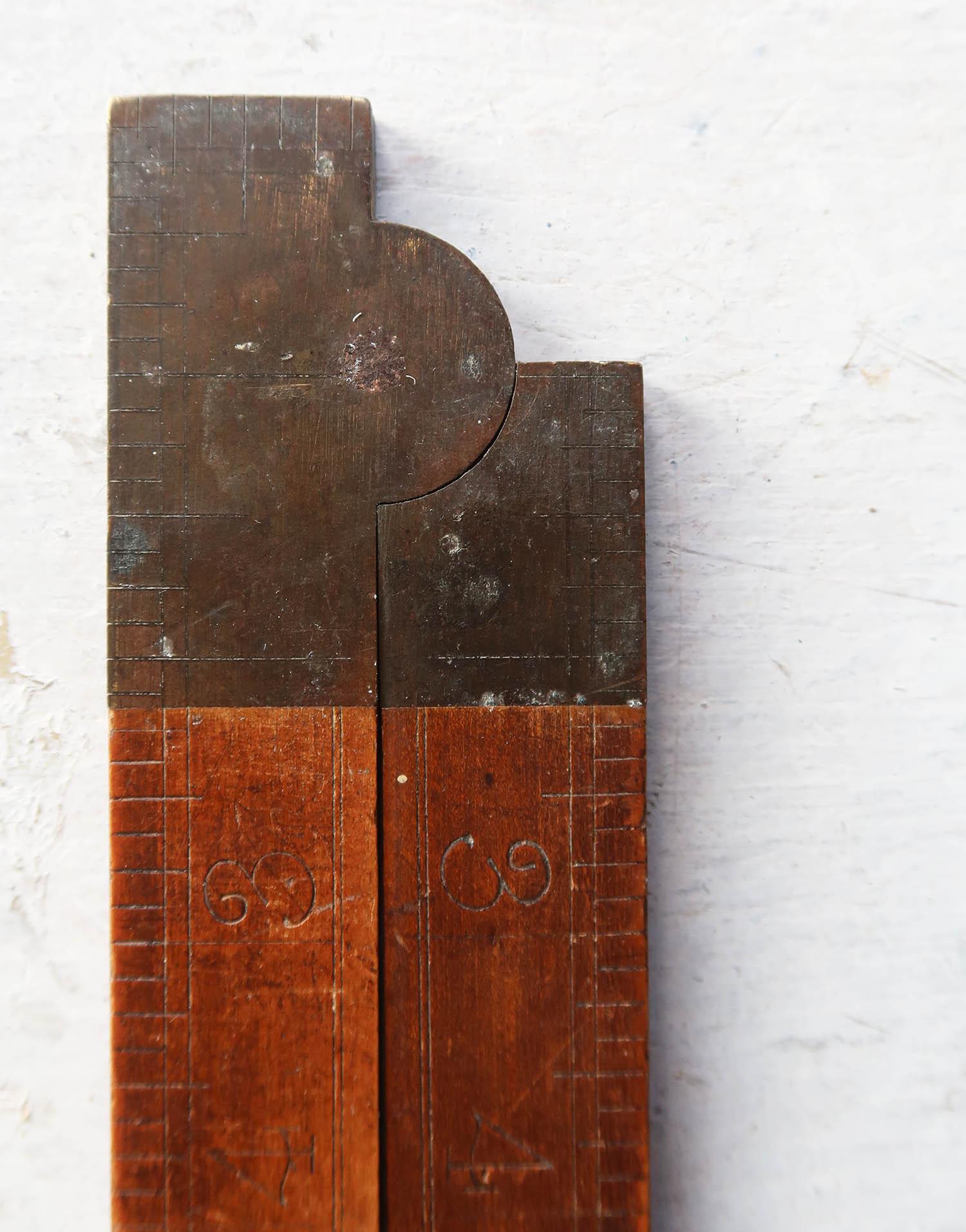 Antique Wood And Brass Folding Ruler By E.Preston. English, Late 19th Century For Sale 2