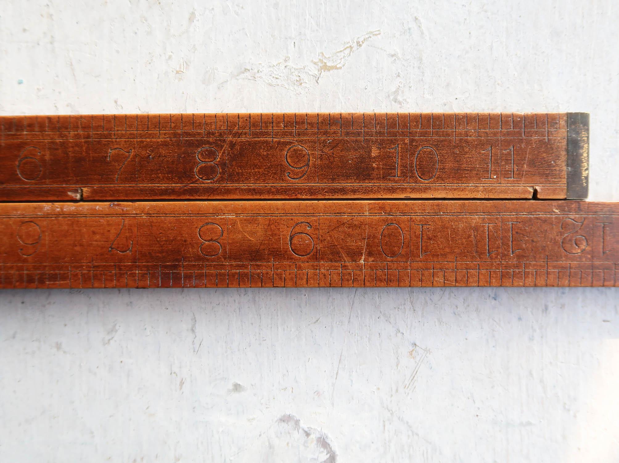 Antique Wood And Brass Folding Ruler By E.Preston. English, Late 19th Century For Sale 3
