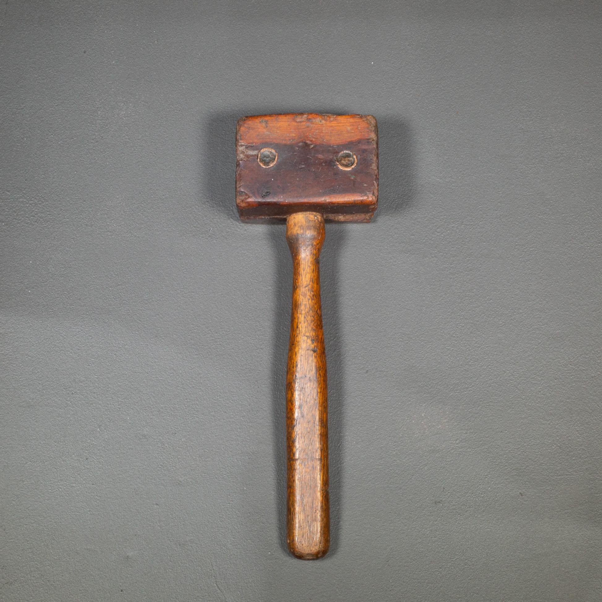

ABOUT

An antique wooden mallet with brass accents. 

    CREATOR Unknown. 
    DATE OF MANUFACTURE c.1863-1925.
    MATERIALS AND TECHNIQUES Walnut, Brass. 
    CONDITION Good. Wear consistent with age and use.
    DIMENSIONS H 13.5 in. W 4.25