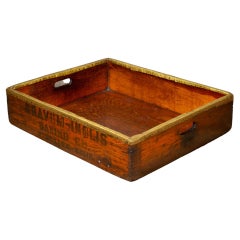Antique Wood and Brass Trimmed Baker's Bread Tray c.1880-1920