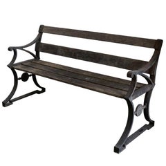 Antique Wood and Cast Iron Bench from Sweden, circa 1925