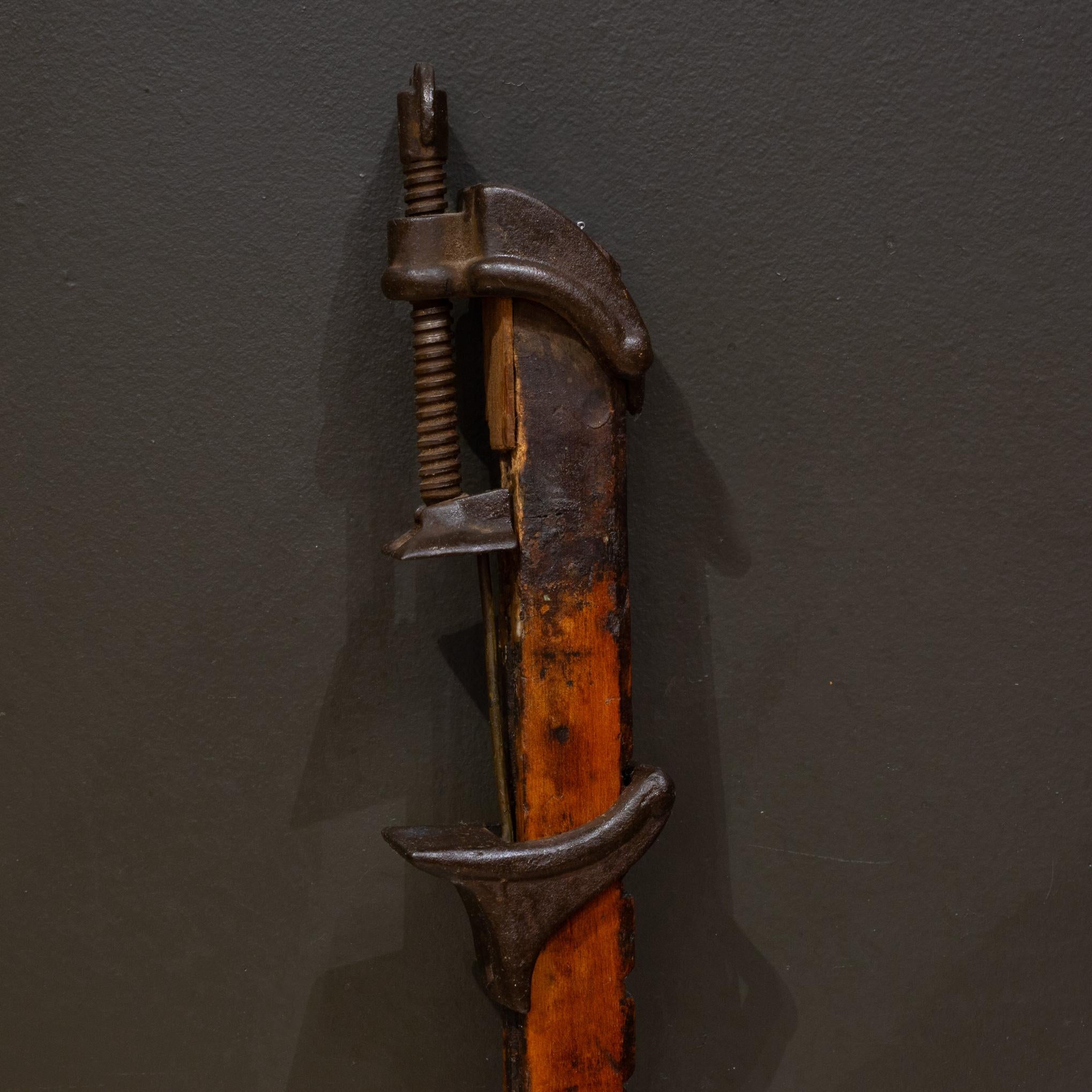 Antique Wood and Cast Iron Clamp c.1800-1920 In Good Condition In San Francisco, CA