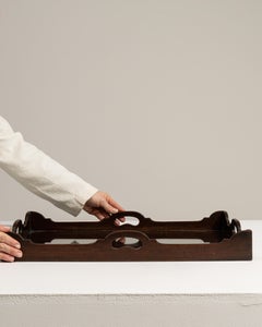 Antique Wood and Glass Serving Tray, Early 20th Century, France