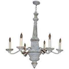 Antique Wood and Iron Six-Arm Chandelier, circa 1800