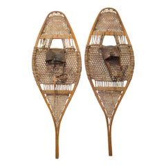 Used Wood and Leather Snow Shoes, circa 1920