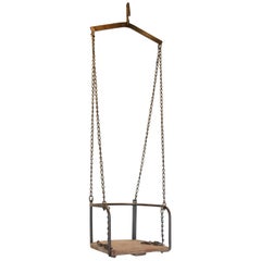 Antique Wood and Metal Child's Swing with Bracket
