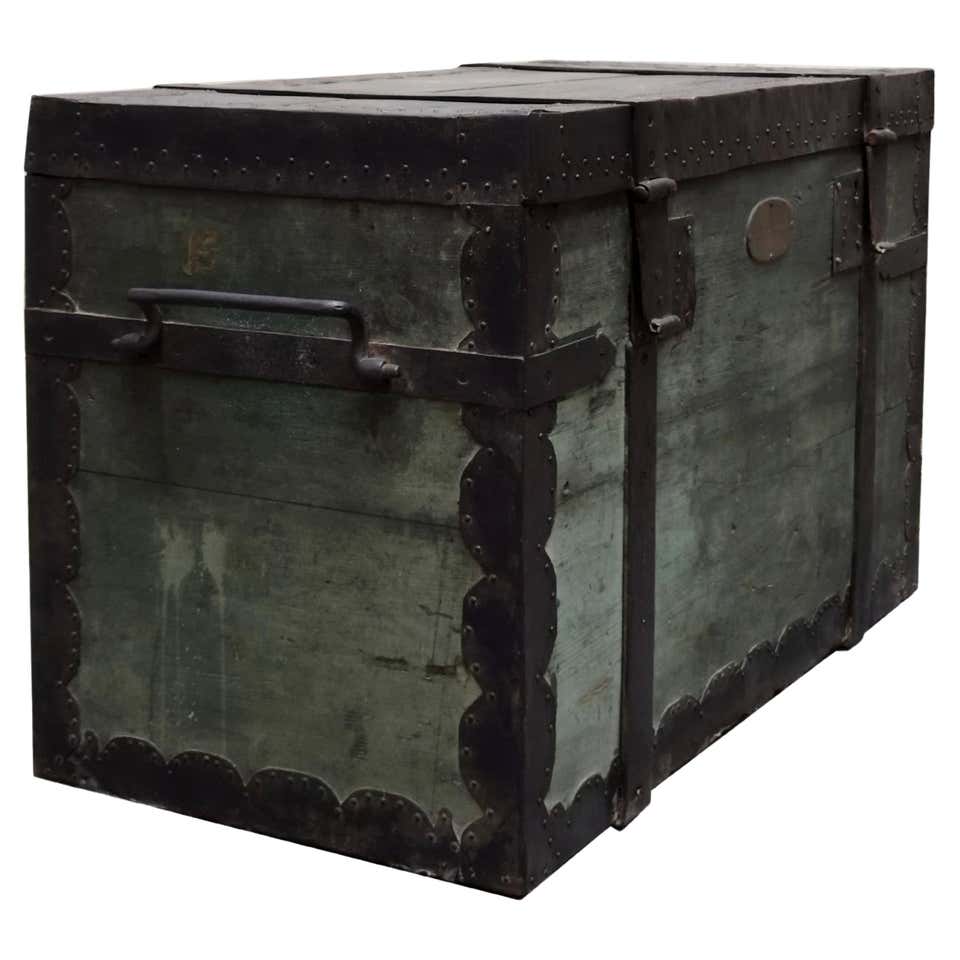 Art Deco Metal and Brass Travel Trunk, Storage Trunk, UK at 1stDibs ...
