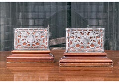 Antique Wood And Sterling Overlay Bookend Pair