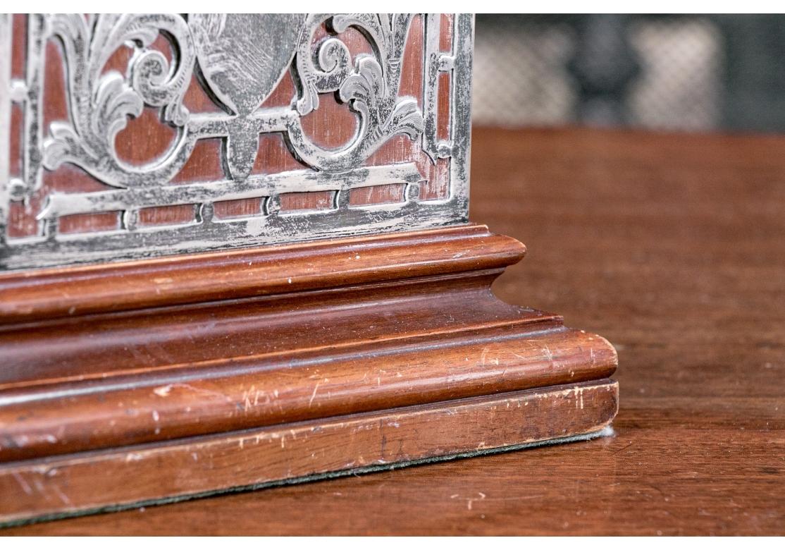 Georgian Antique Wood And Sterling Overlay Bookend Pair For Sale
