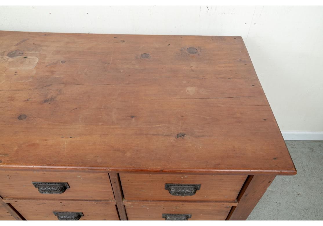 Industrial Antique Wood Apothecary Style Bin Cabinet For Sale