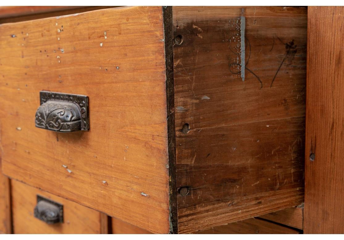 Antike Holz Apotheker Stil Bin  Kabinett (Eisen) im Angebot