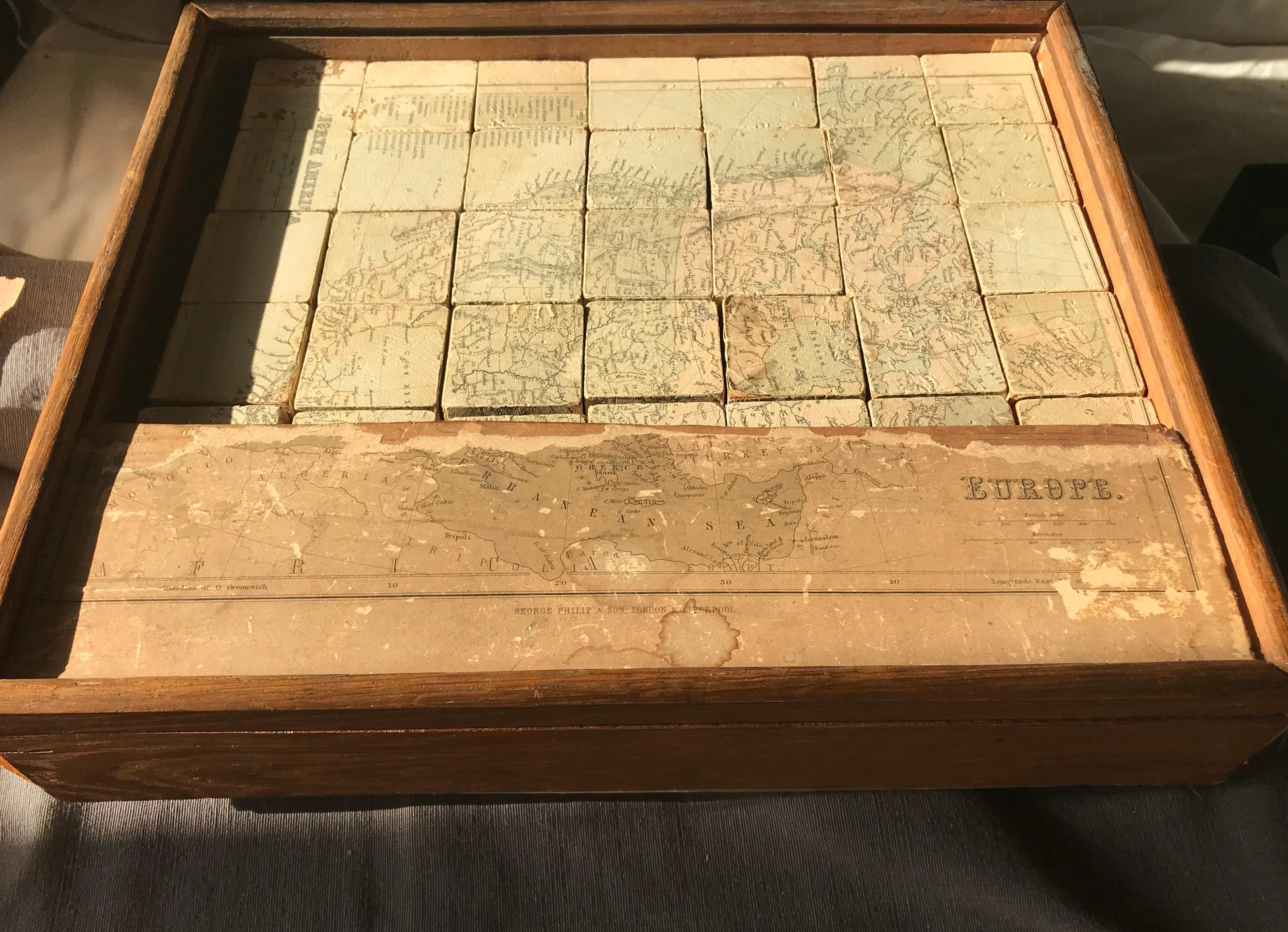 Antique Wood Block Map Puzzle 4