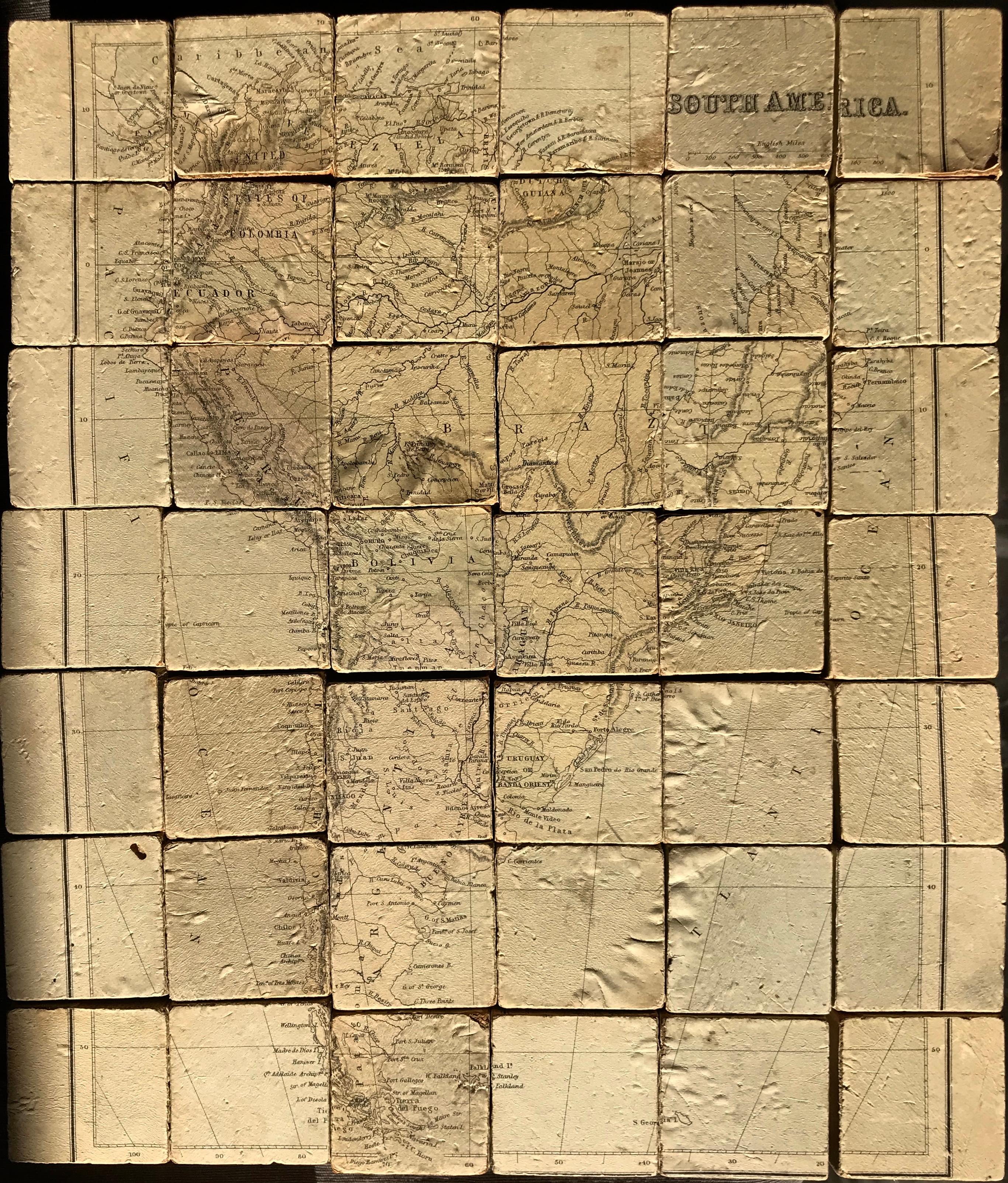 English Antique Wood Block Map Puzzle