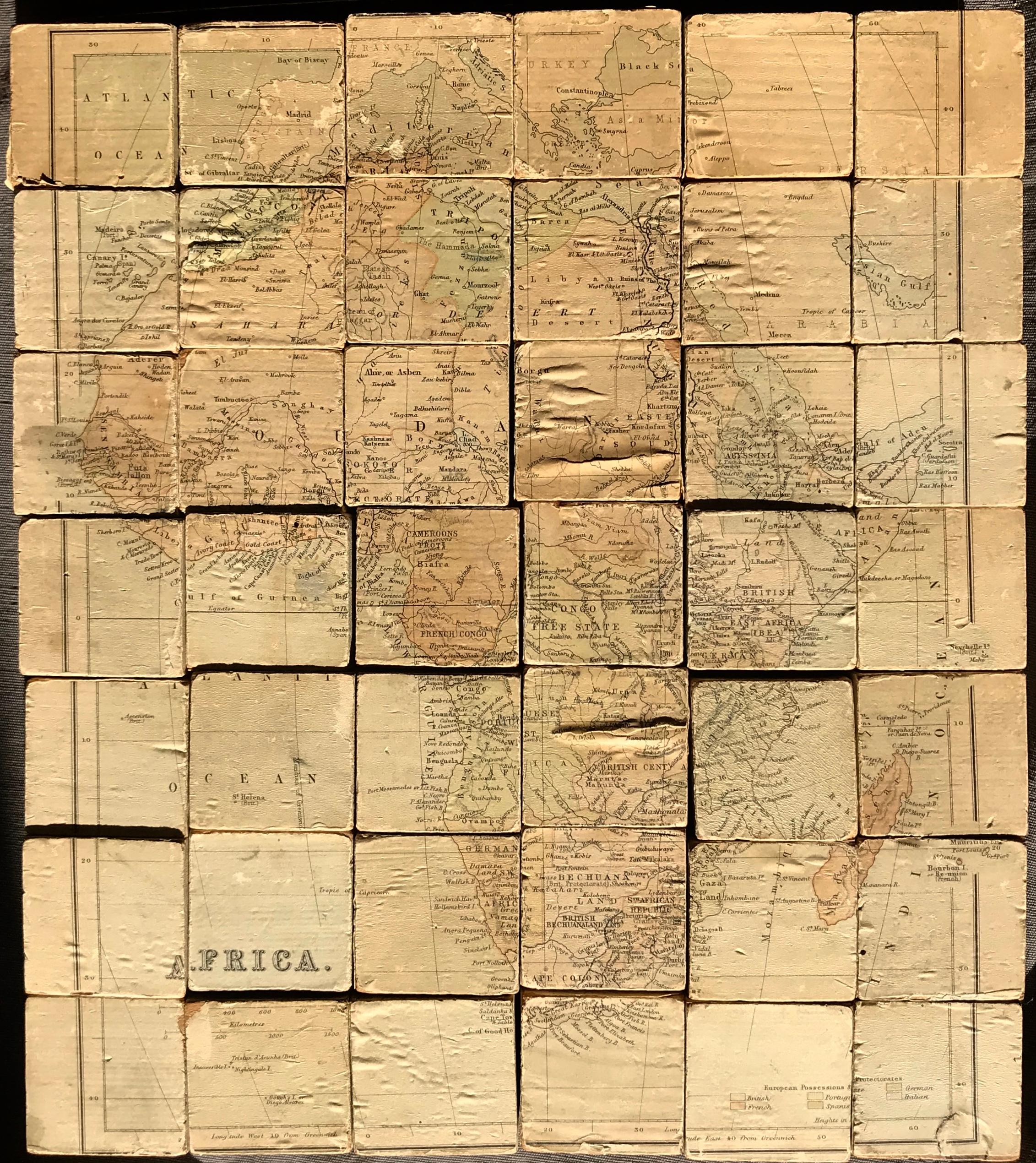 Antique Wood Block Map Puzzle In Good Condition In New York, NY