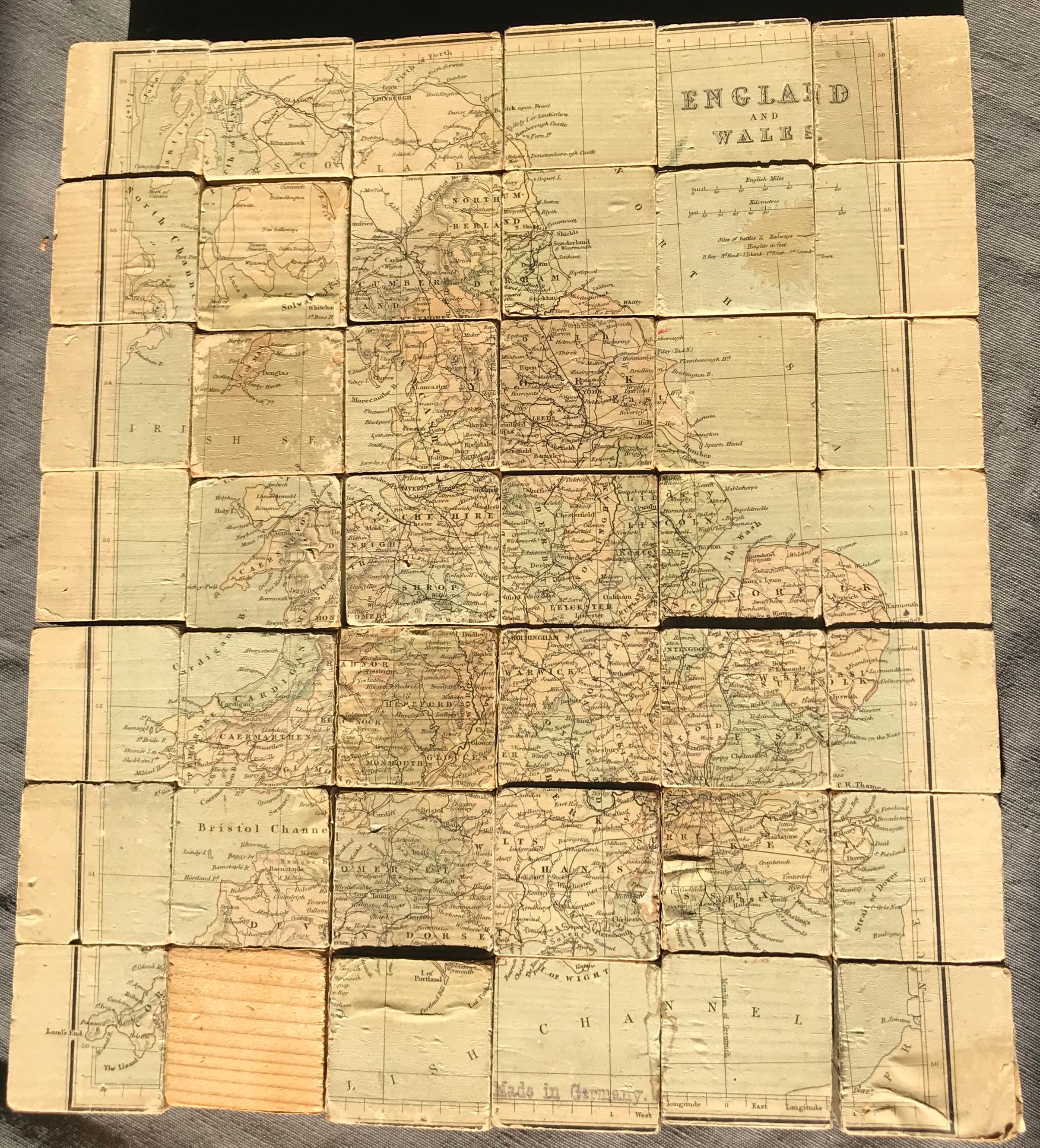 Antique Wood Block Map Puzzle 1